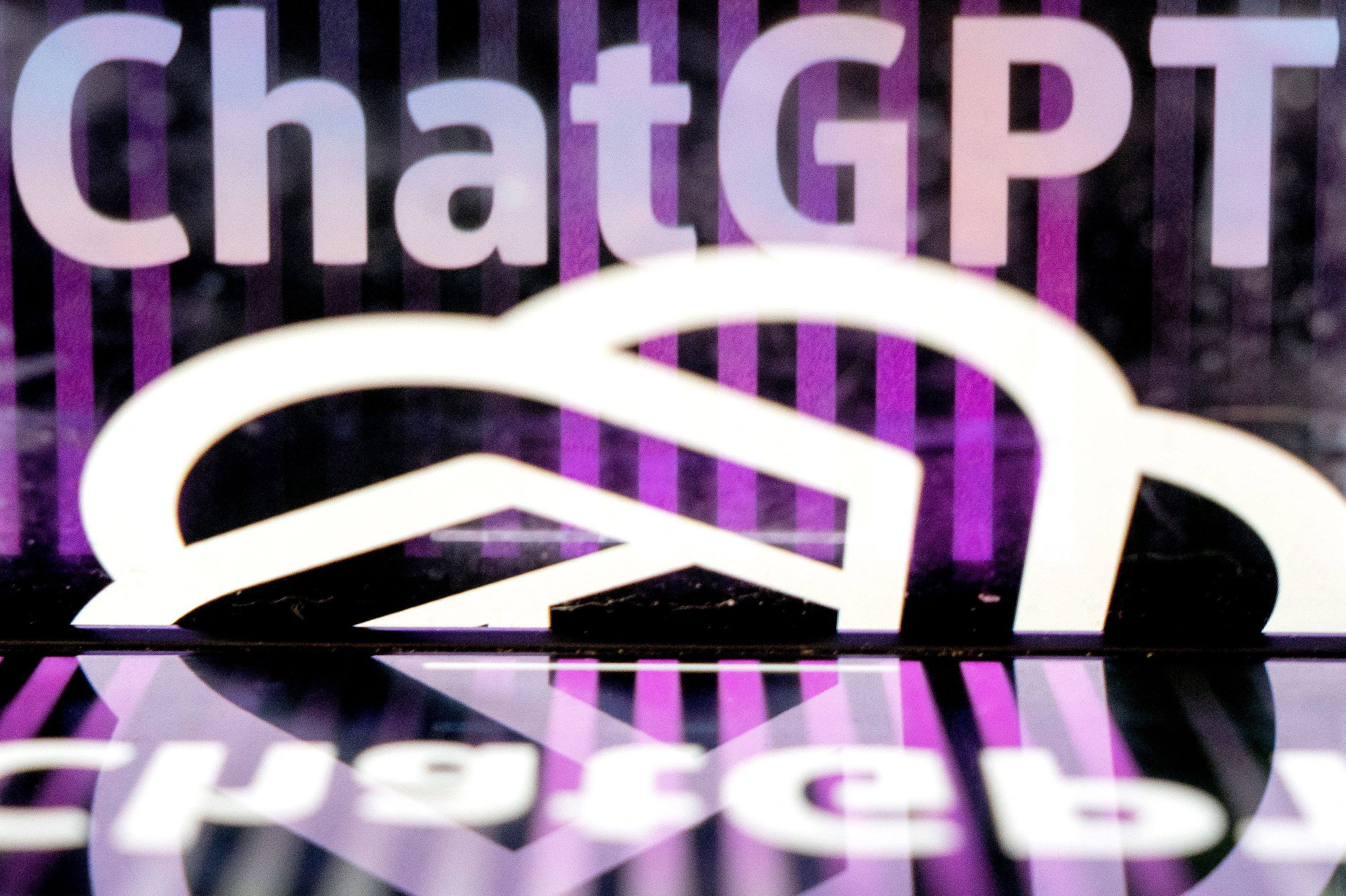 This photo illustration shows the ChatGPT logo at an office in Washington, D.C. on March 15, 2023.  Photo: AFP