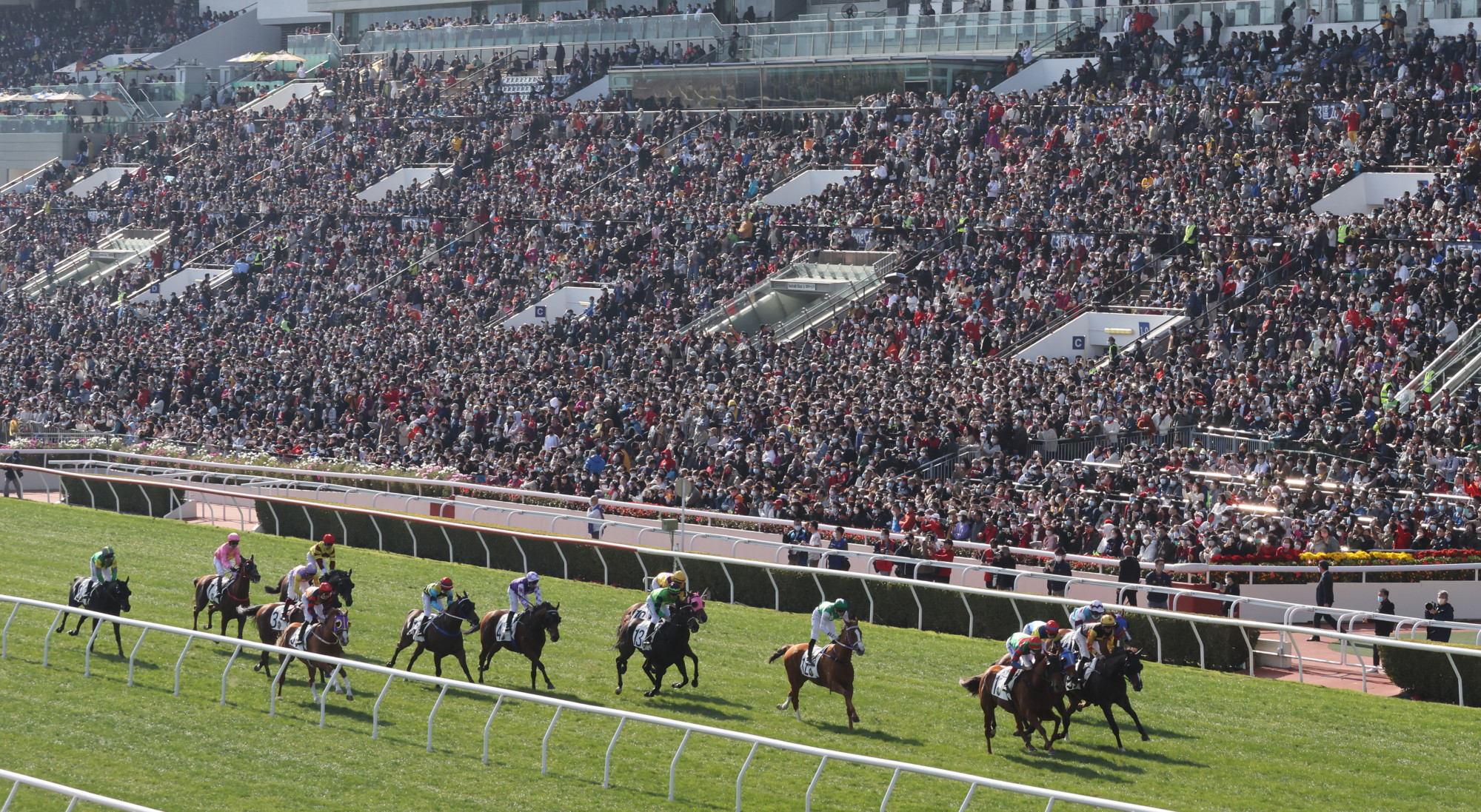 A packed crowd watches January’s Lunar New Year meeting.