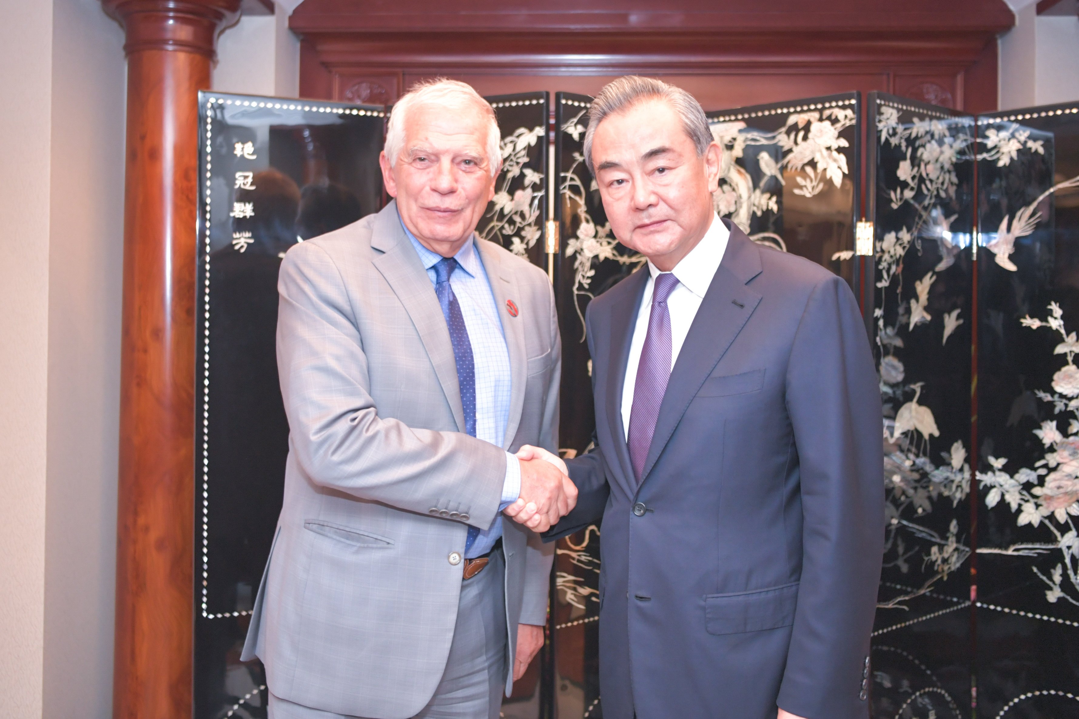 Josep Borrell and Wang Yi met in Jakarta, Indonesia on Saturday. Photo: Xinhua