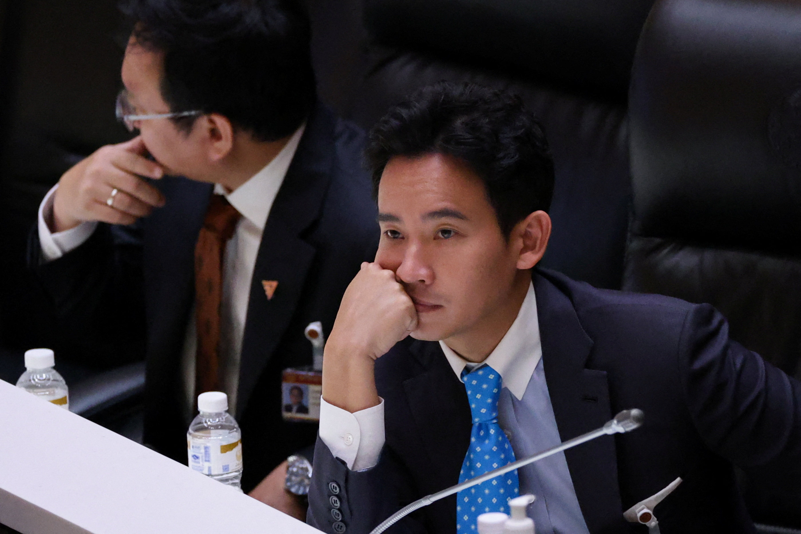 Move Forward Party Leader Pita Limjaroenrat pictured in Thailand’s parliament on Wednesday. The court issued its suspension just as Pita was sitting in parliament for another day of deliberations on whether he could become prime minister. Photo: Reuters
