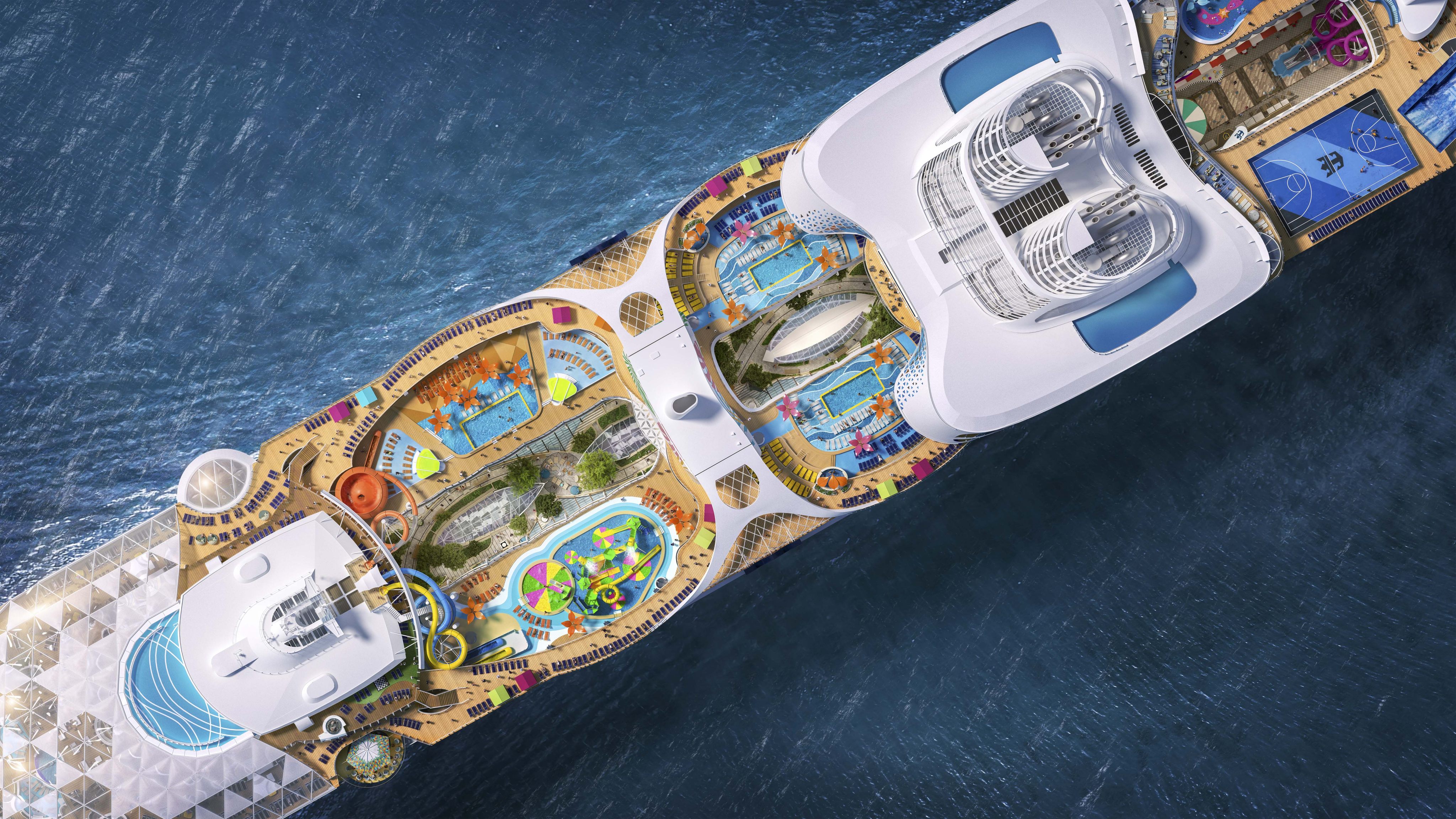 Royal Caribbean’s epic Icon of the Seas boasts 20 decks and, coming in at 1,198 feet (365 metres) long and 250,800 tons, the cruiseliner will be able to hold more than 7,000 people. Photos: Handout