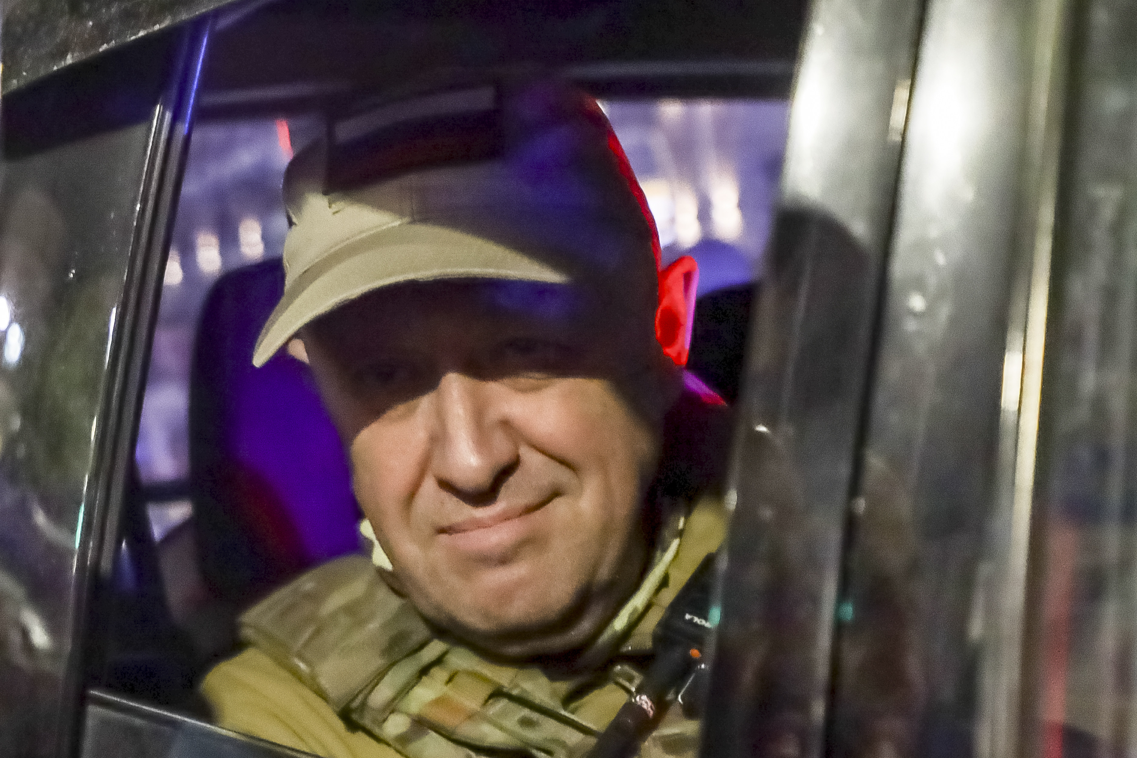 Wagner Group boss Yevgeny Prigozhin looks out of a military vehicle in Rostov-on-Don, Russia in June. Photo: AP