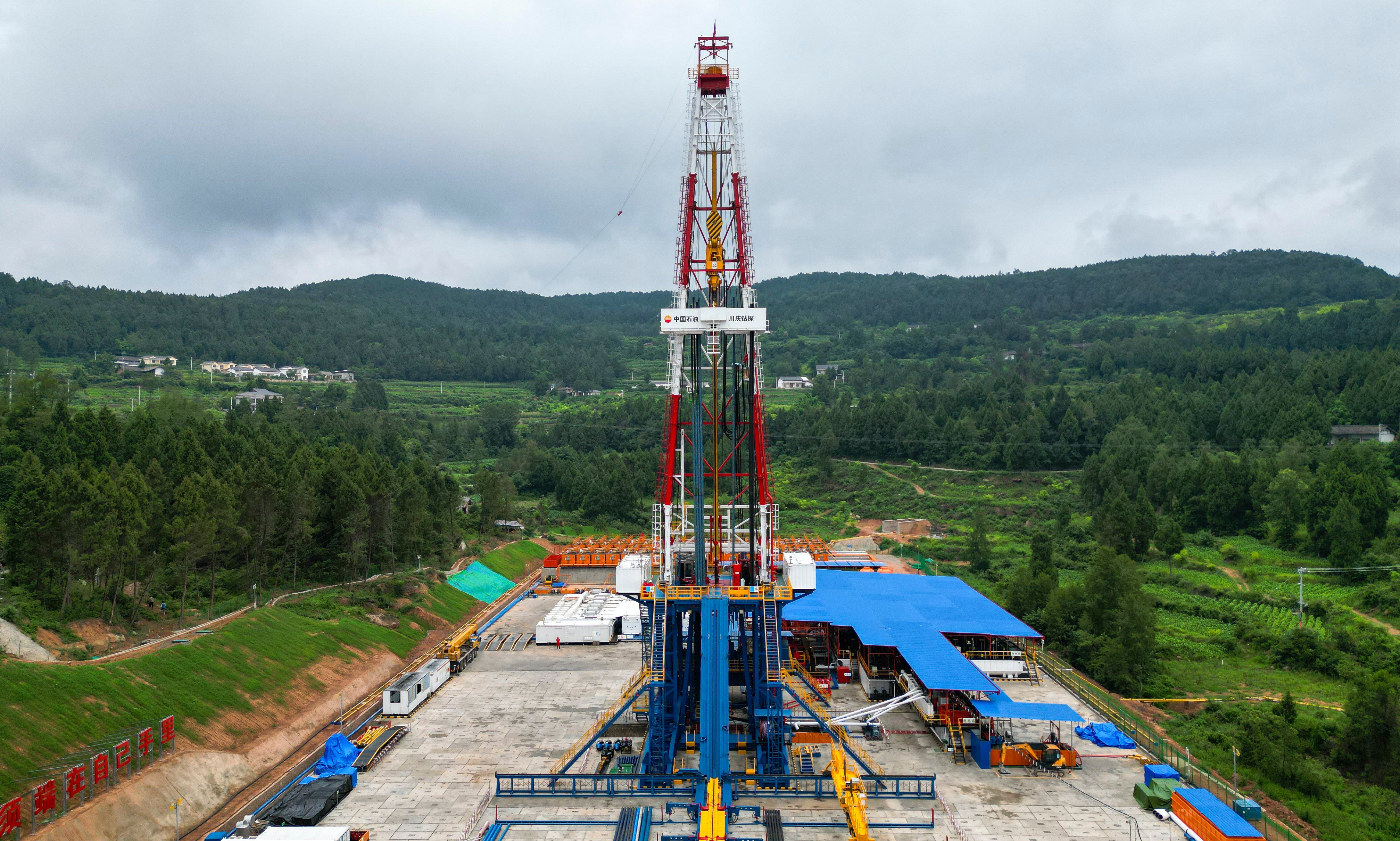 Drilling began at the site in Jiange county, Sichuan province, on Thursday. Photo: Xinhua