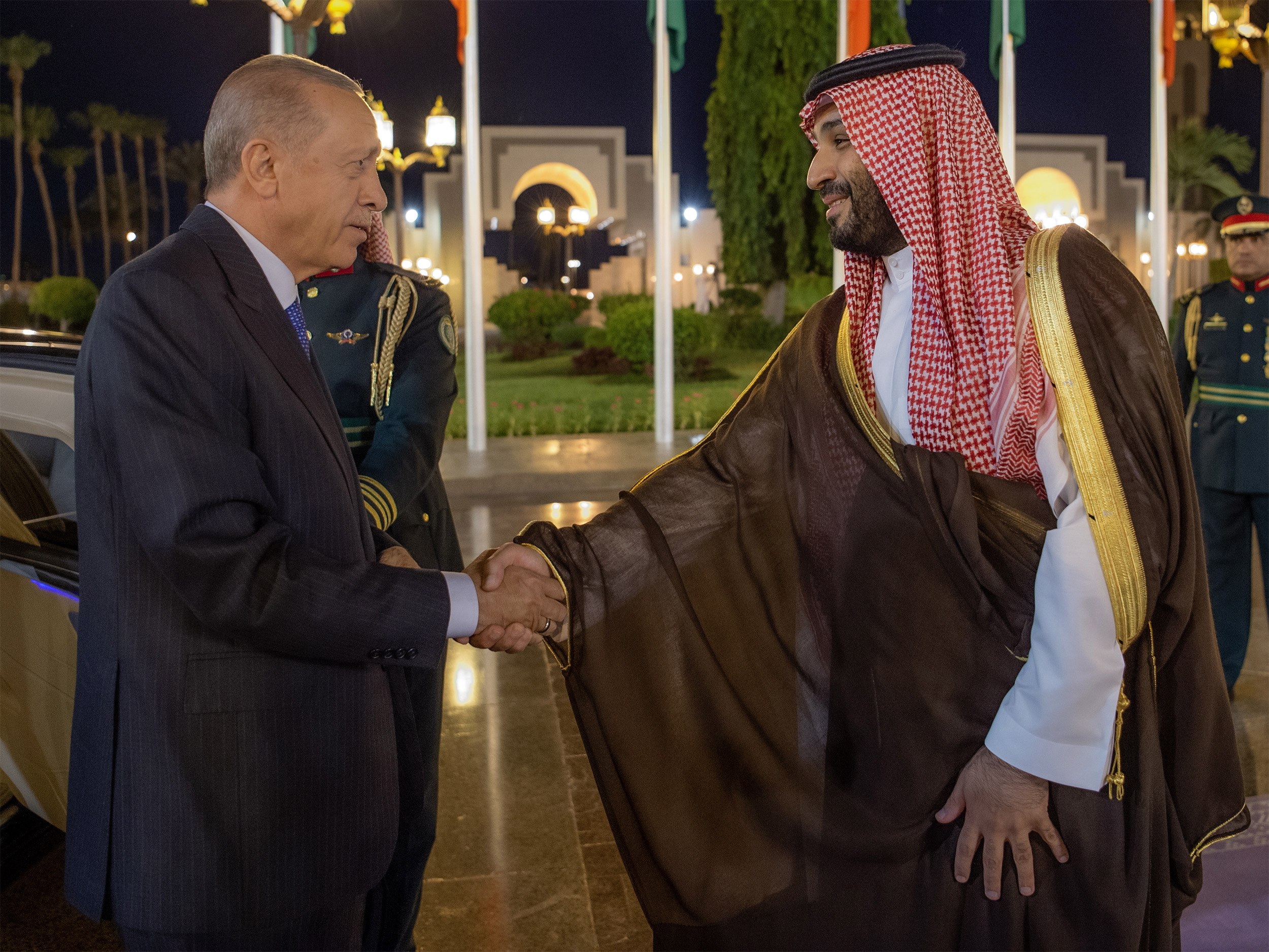Saudi Crown Prince Mohammed bin Salman (right) with Turkey’s President Recep Tayyip Erdogan in Jeddah, Saudi Arabia earlier this month. Photo: EPA-EFE
