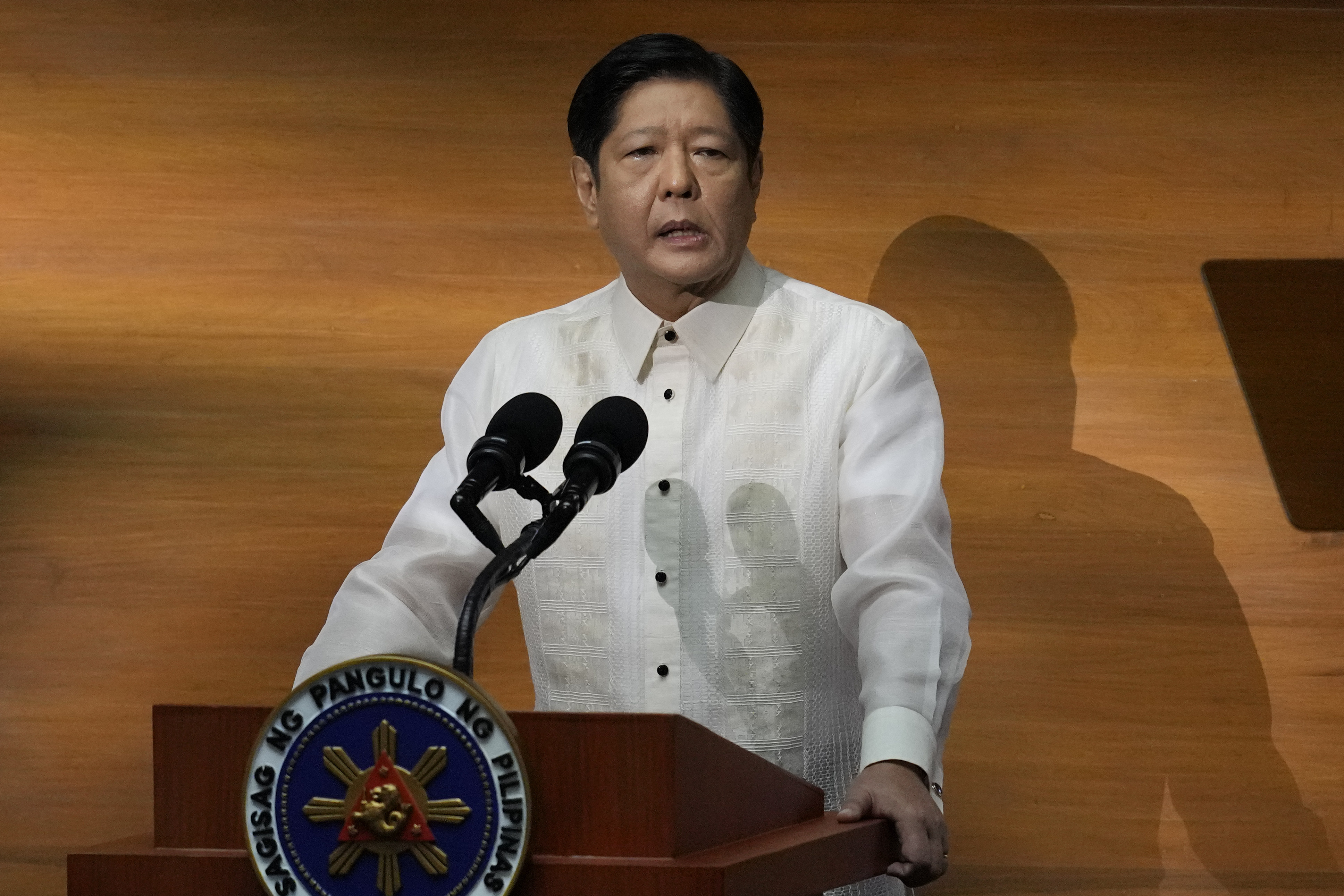 Philippine President Ferdinand Marcos Jr. delivers his second state of the nation address at the House of Representatives in Quezon City, Philippines. Photo: AP