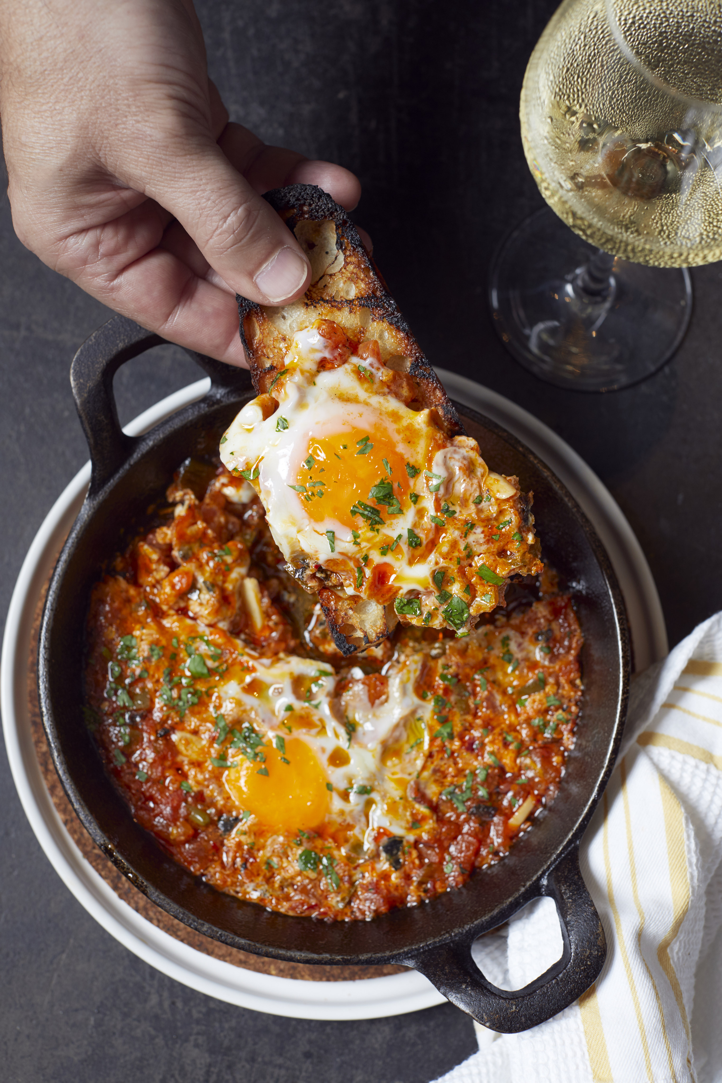 When it’s a hot summer day, Asher Goldstein, the Israeli executive chef of Hong Kong’s Francis and Francis West restaurants, likes to make shakshuka, a dish of baked eggs and tomatoes. Photo: Francis