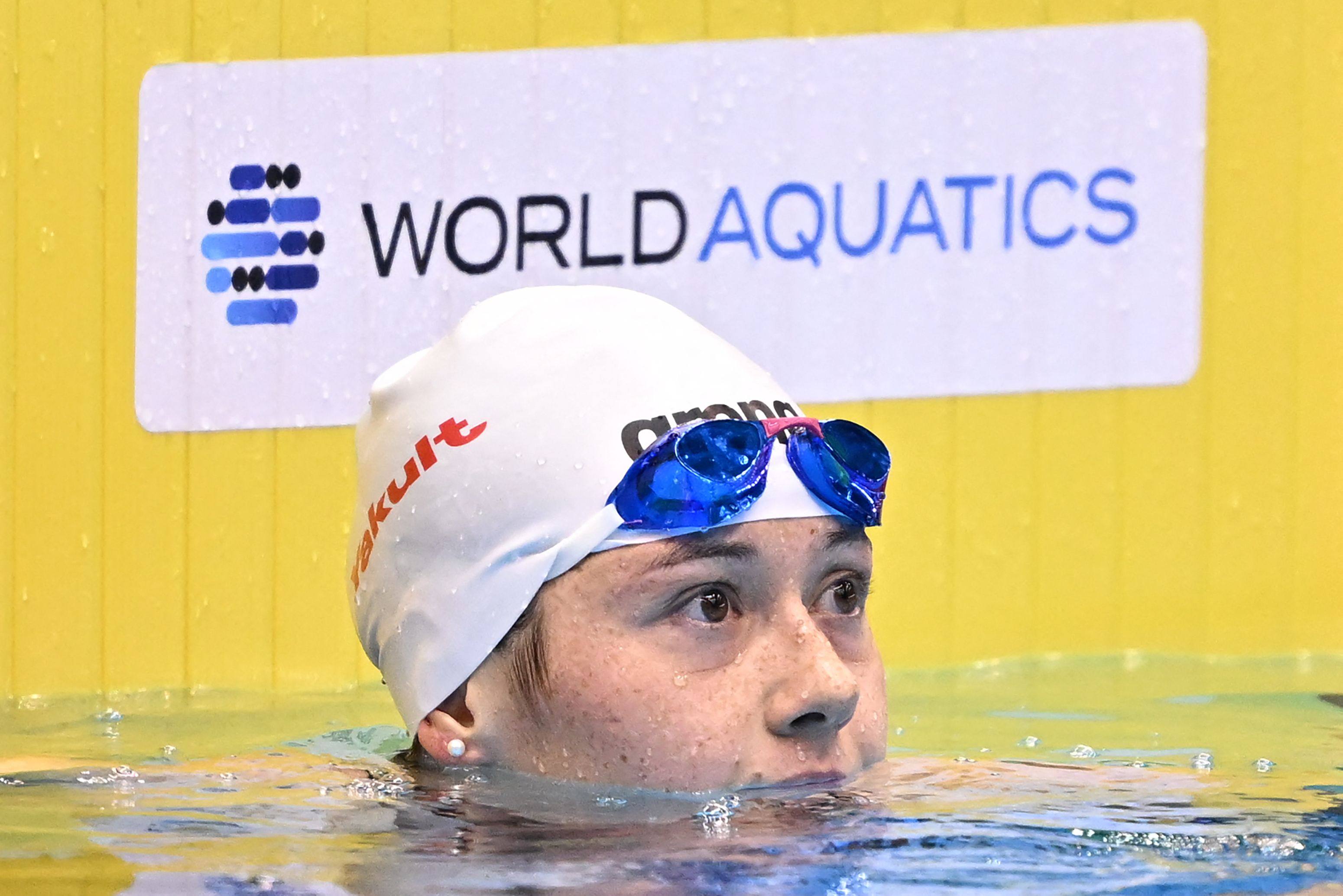 Hong Kong’s Siobhan Haughey finishes second in her semi-final in Fukuoka. Photo: AFP