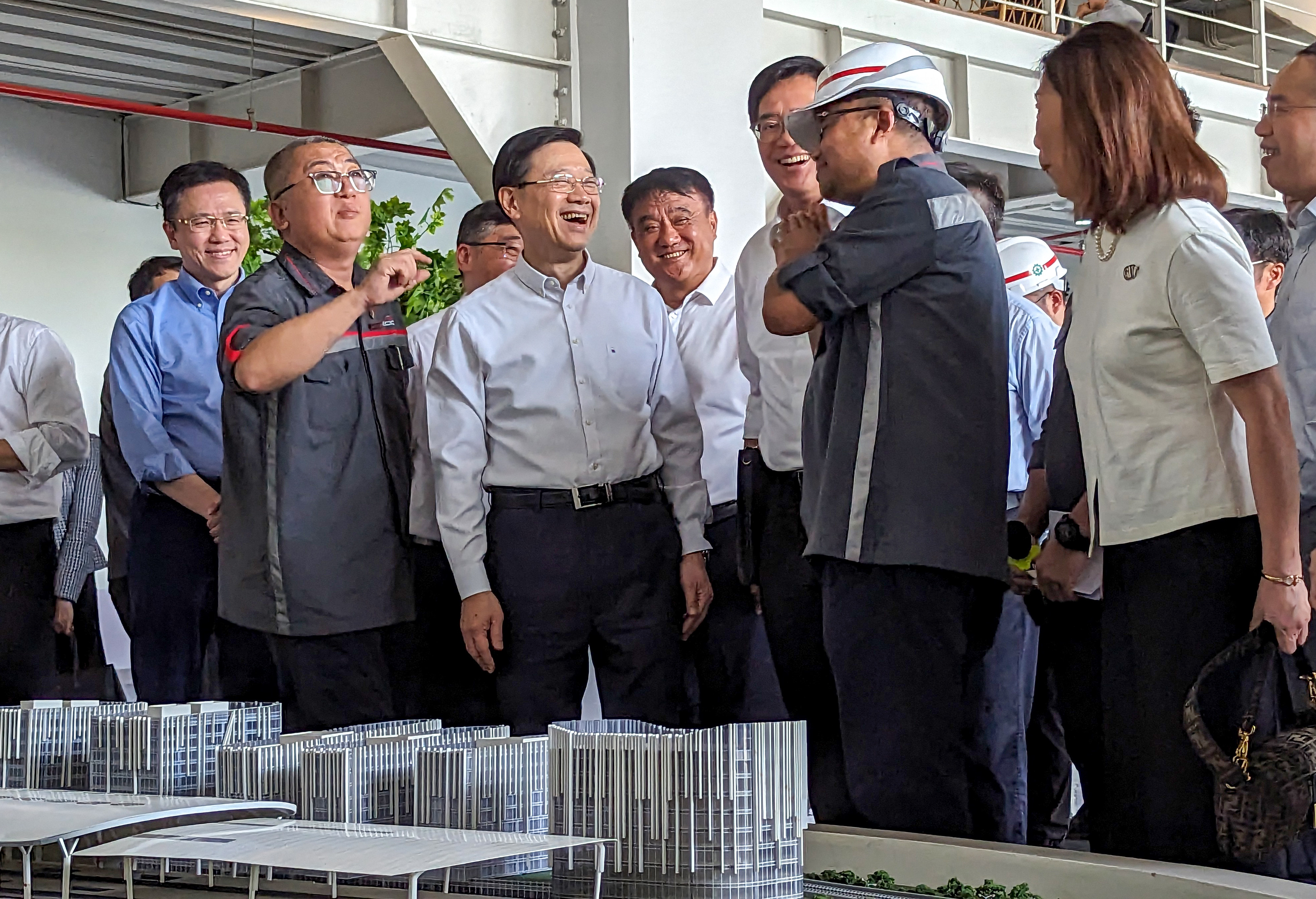 Chief Executive John Lee visits the construction site for Jakarta’s high-speed rail station. Photo: Handout