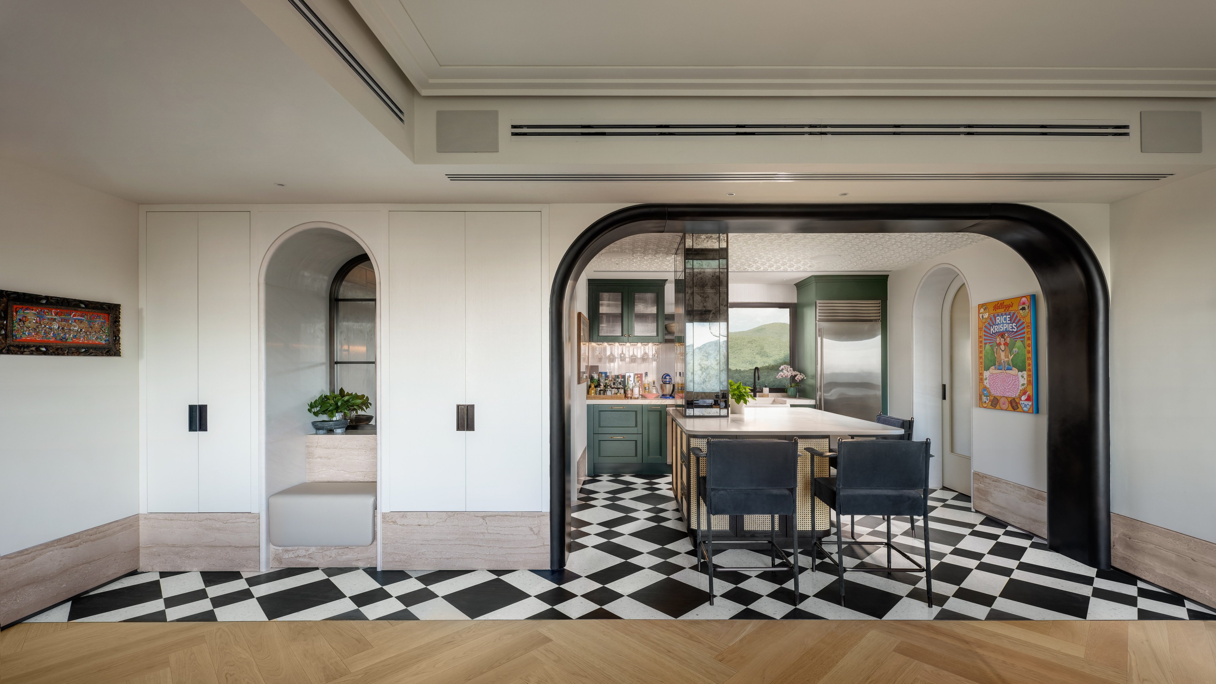East meets West in this apartment at Parkview on Hong Kong Island, a marriage of colonial and mid-century modern design, vintage dining chairs and Internet of Things technology. Photo: Steven Ko