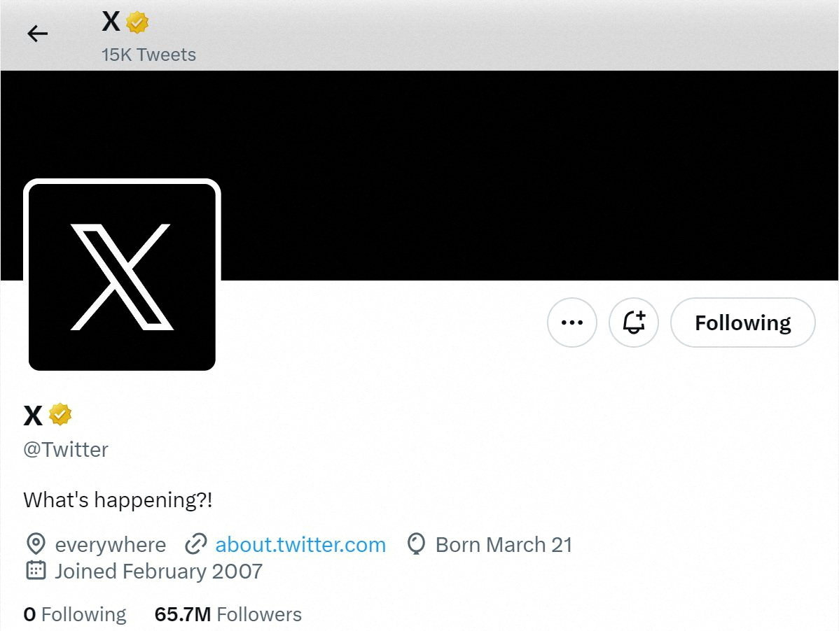 The social media site X, formerly known as Twitter, has changed its official handle from @Twitter to @X. Photo: Reuters