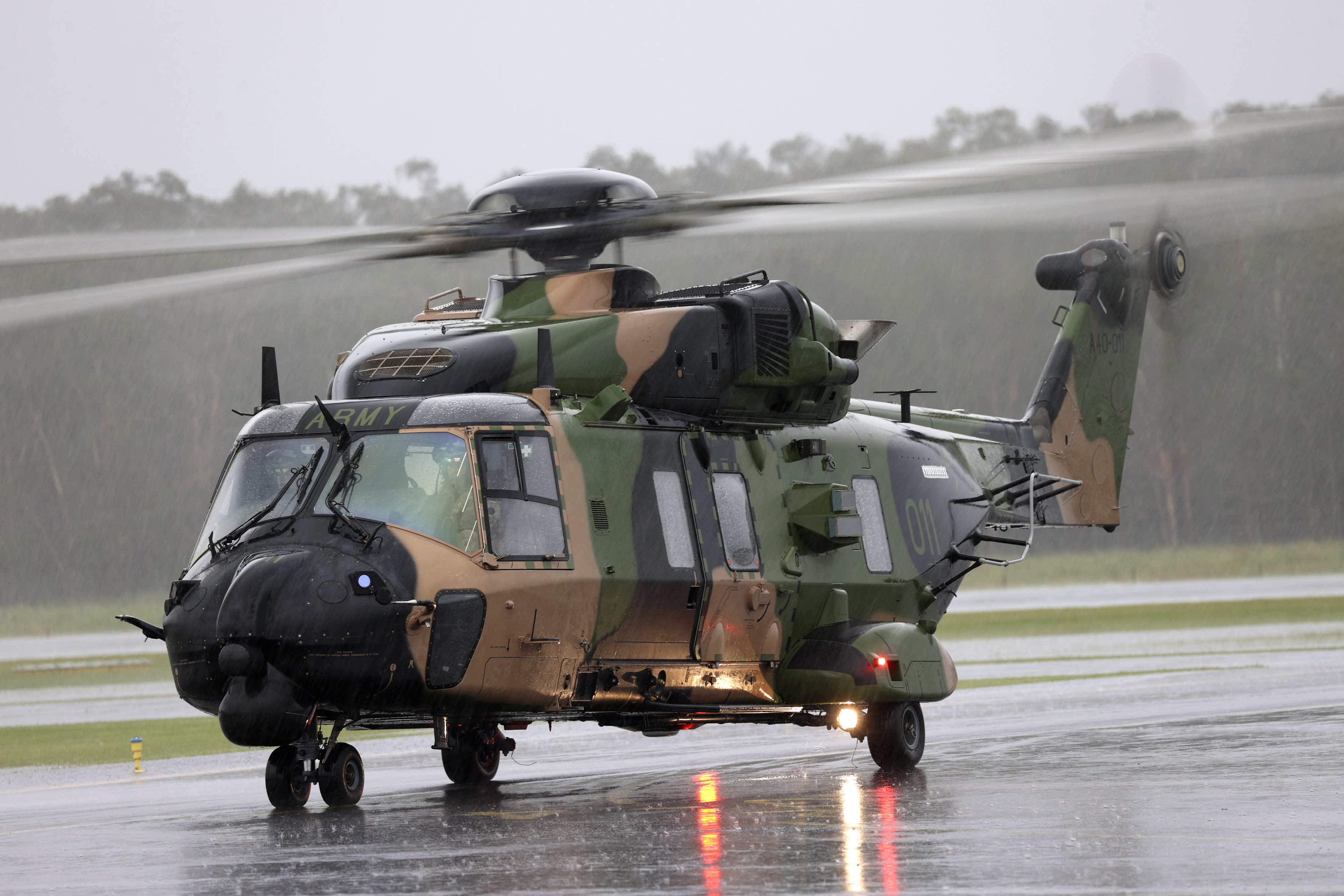 An MRH-90 Taipan helicopter prepares to take off from Ballina airport, Australia. File photo: ADF via AP