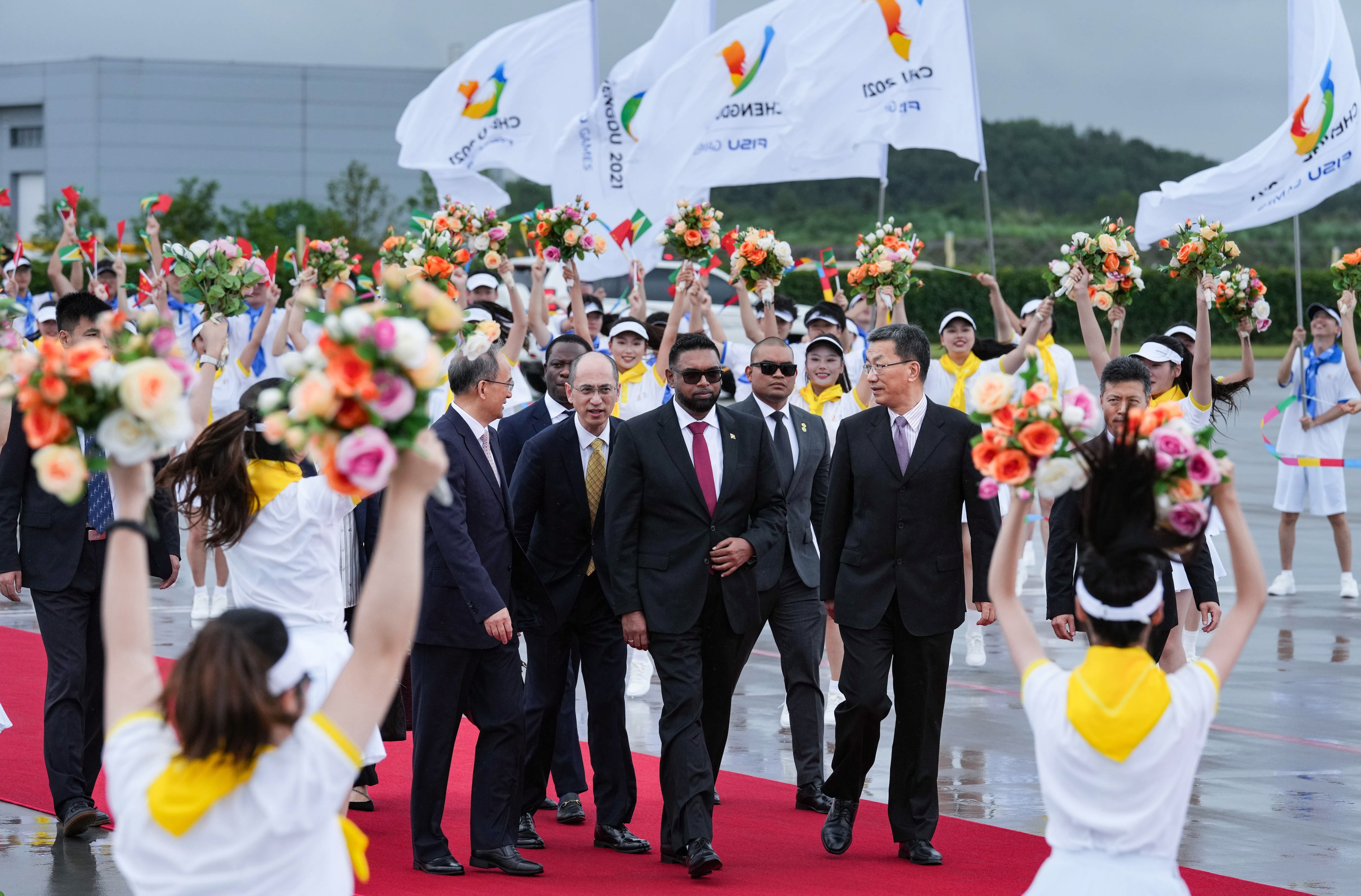 Guyanese President Mohamed Irfaan Ali visited the World University Games in Chengdu during his trip to China. Photo: EPA-EFE