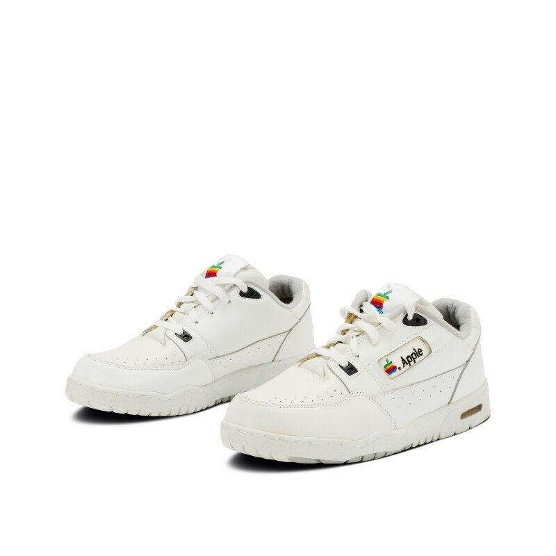 A mint-condition pair of vintage Omega Sports Apple Computer sneakers are currently available from Sotheby’s. Photo: Sotheby’s