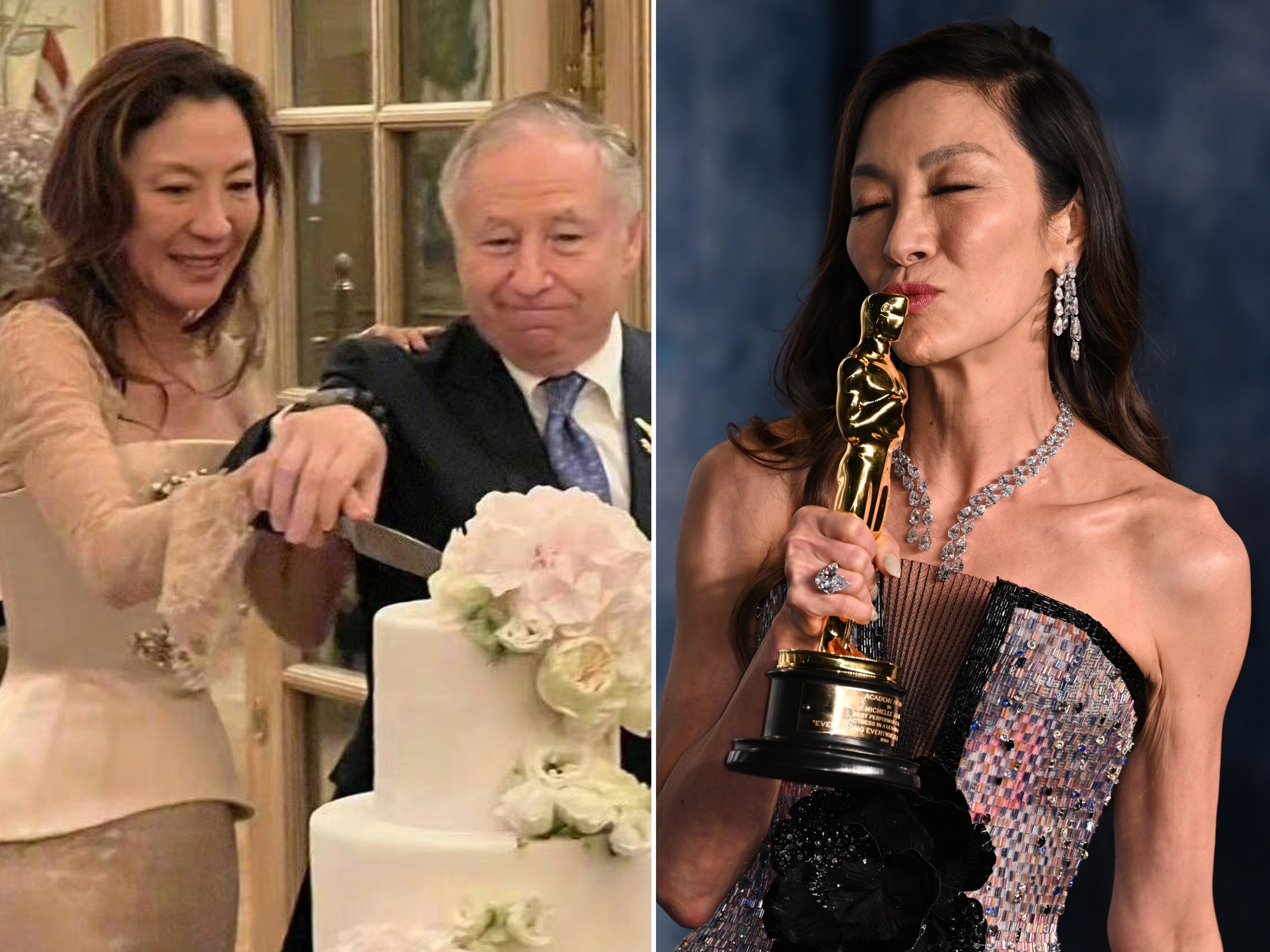 Michelle Yeoh might be turning 61 but she’s definitely not slowing down, marrying her long-time partner Jean Todt recently, and winning her first Oscar earlier this year. Photos: Weibo, DPA