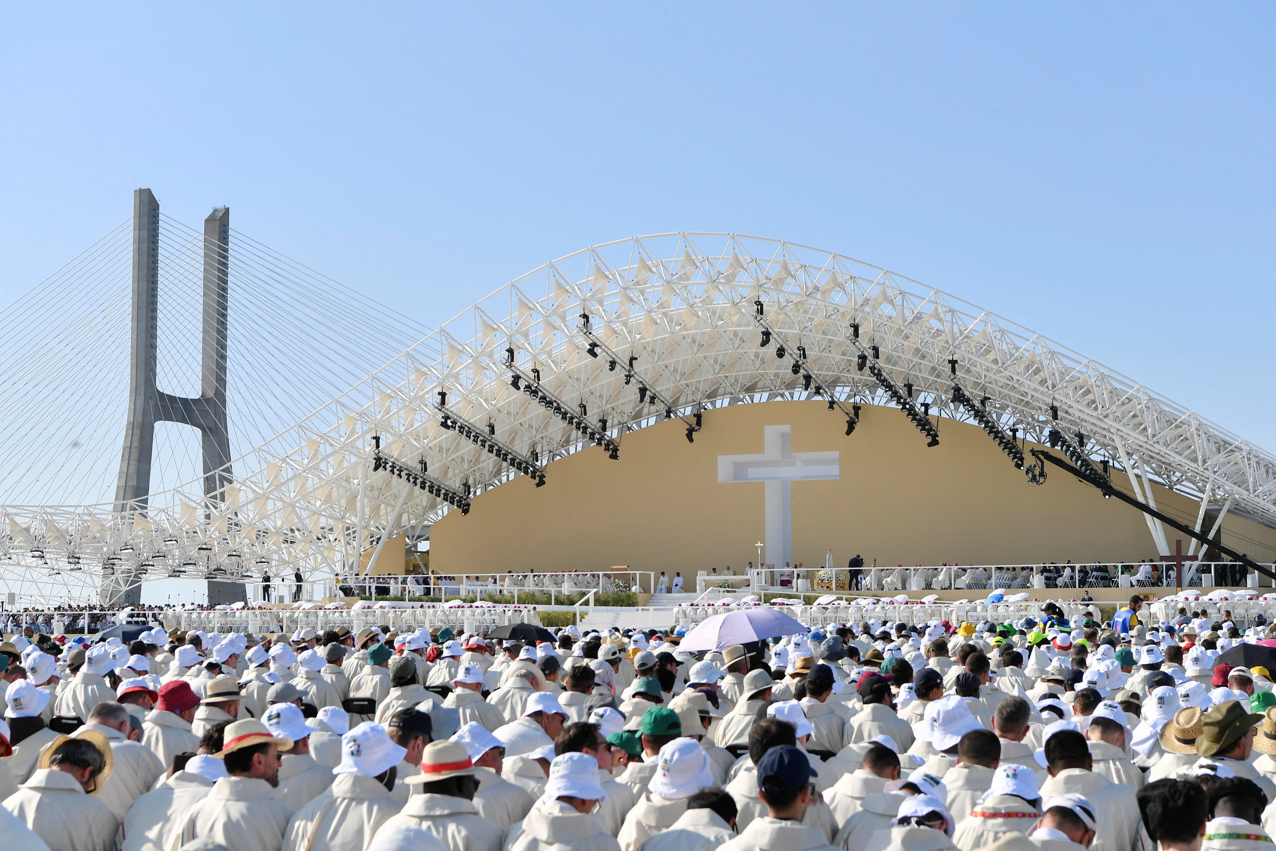 Pope Francis leads the holy mass for World Youth Day at Parque Tejo, Lisbon, Portugal on World Youth Day. Photo: Reuters