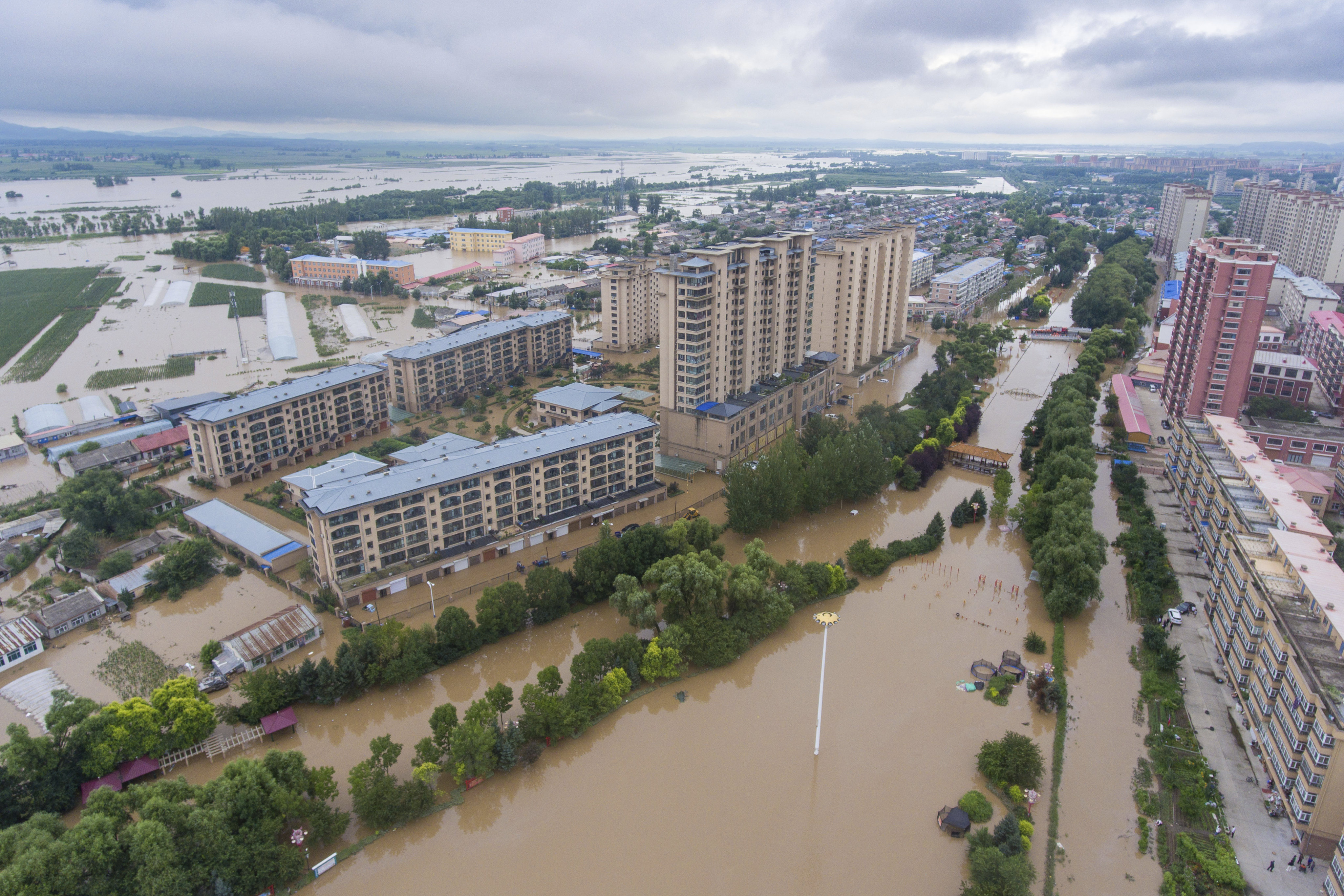 Heavy flooding in the northeastern city of Harbin last week. Photo: Xinhua via AP
