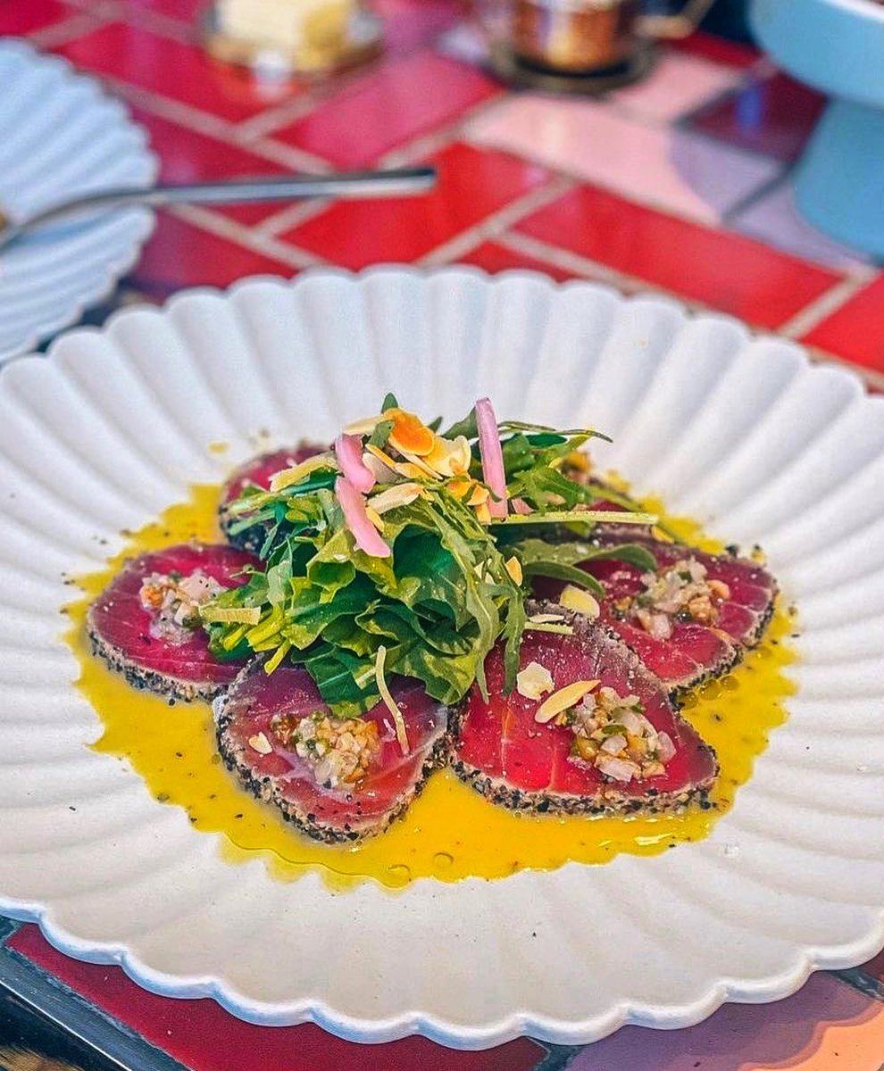 Tuna tataki with orange vinaigrette and roquette salad at Bouillon in Sheung Wan, Hong Kong, a place where urban artist Caroline Tronel goes for food that reminds her of her mum’s cooking. Photo: Instagram/@bouillon.hk