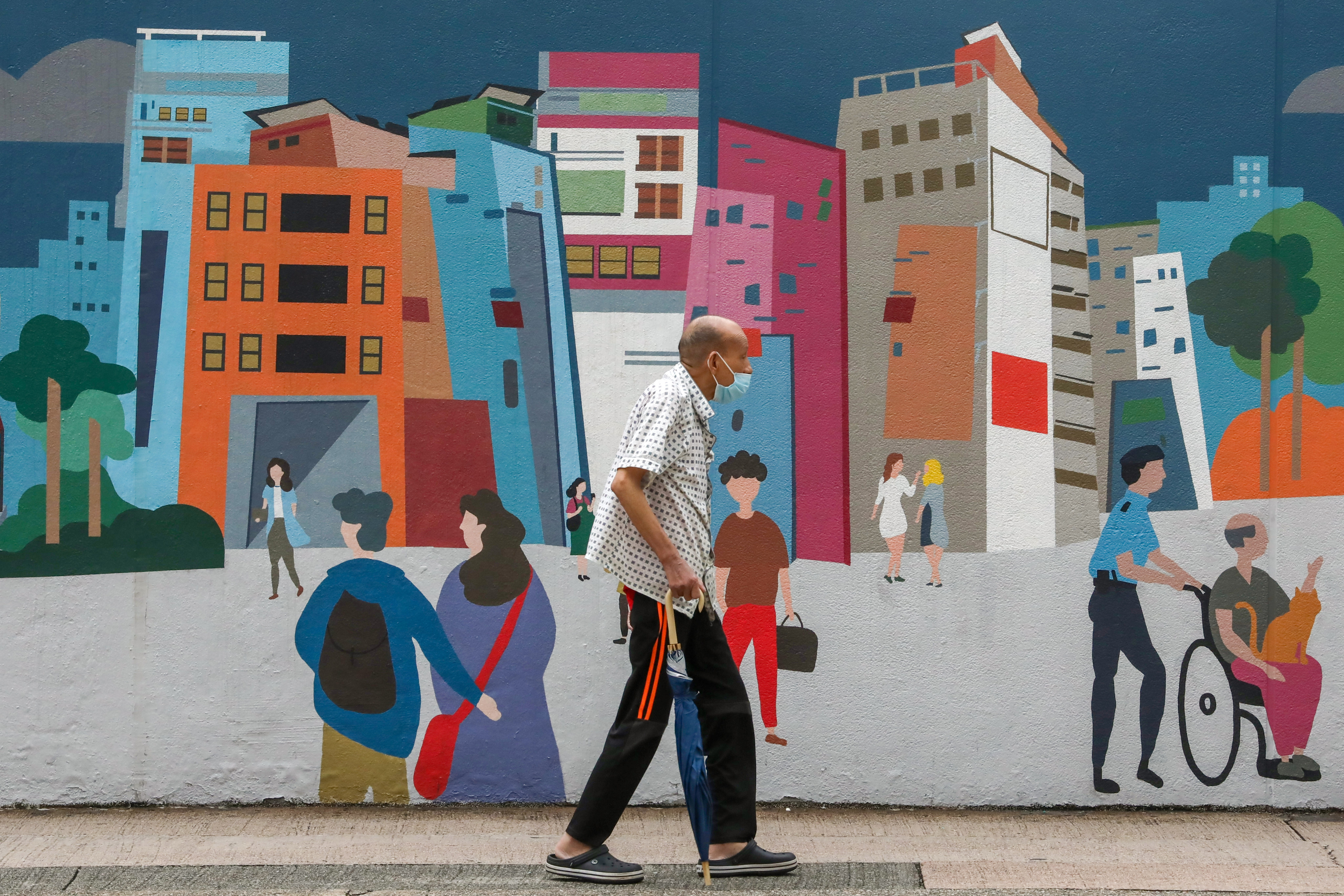 A mural outside Mong Kok Police Station in Hong Kong. The survey comes as Hong Kong moves rapidly towards becoming a ‘super-ageing society’ starting next year. Photo: Jonathan Wong