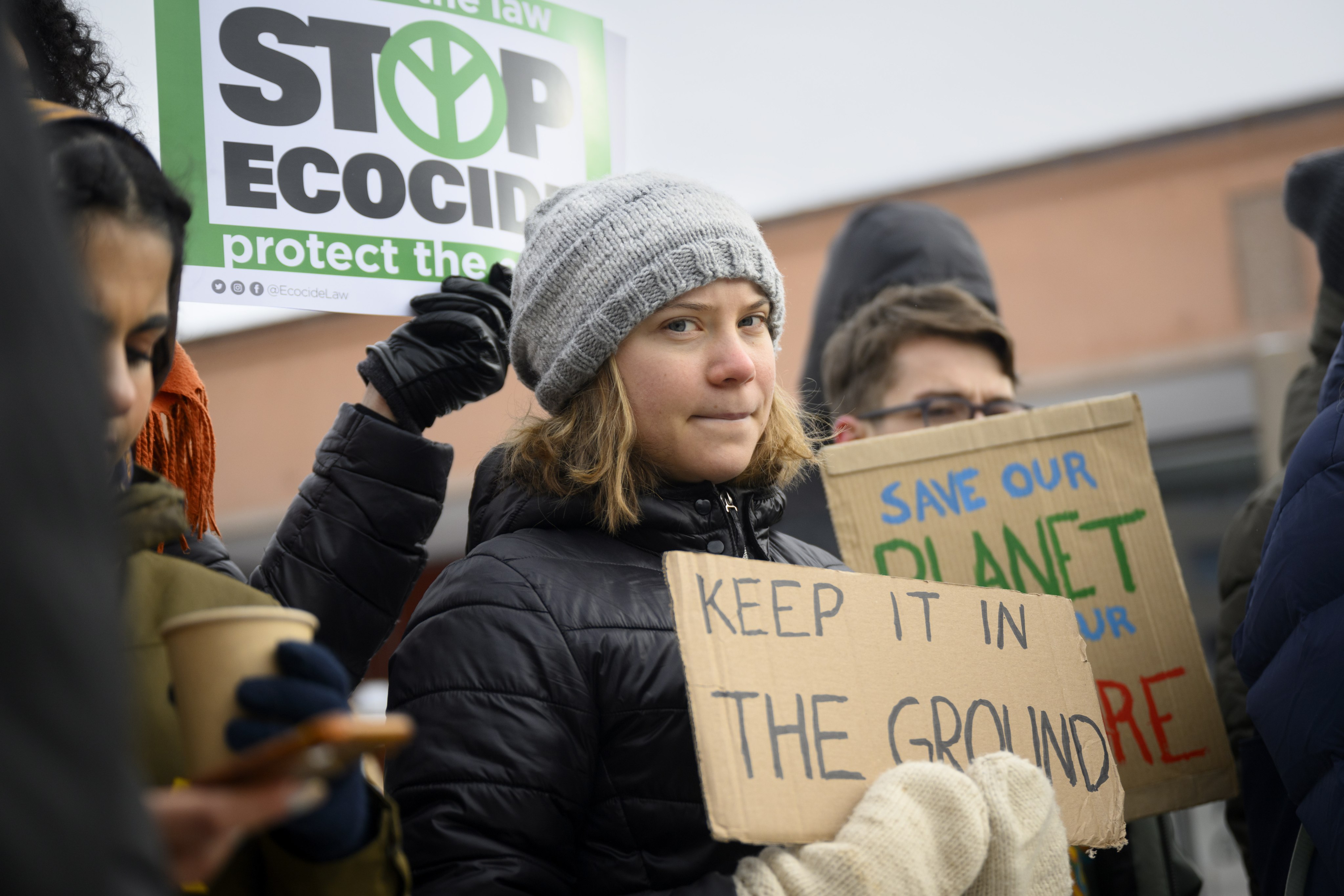 Sweden’s Greta Thunberg and other young climate activists of the “Friday for Future” climate strike movement stage an unauthorised demonstration on the sidelines of the 53rd annual meeting of the World Economic Forum in Davos, Switzerland, on January 20. Photo: EPA-EFE