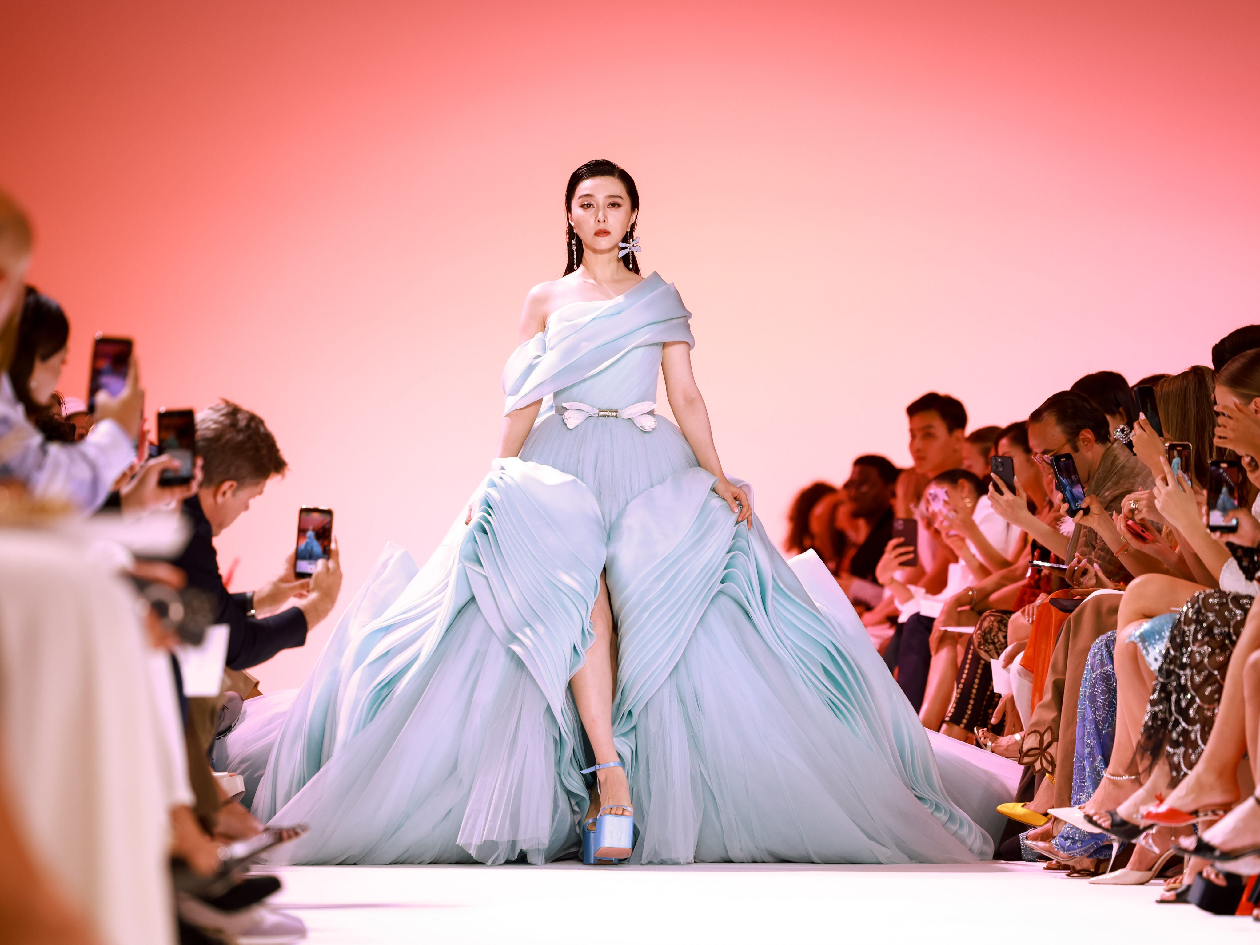 Chinese actress Fan Bingbing walks the runway during Lebanese fashion house Georges Hobeika’s autumn/winter 2023/2024 show at Paris Haute Couture Week on July 3, 2023. Photo: Getty Images