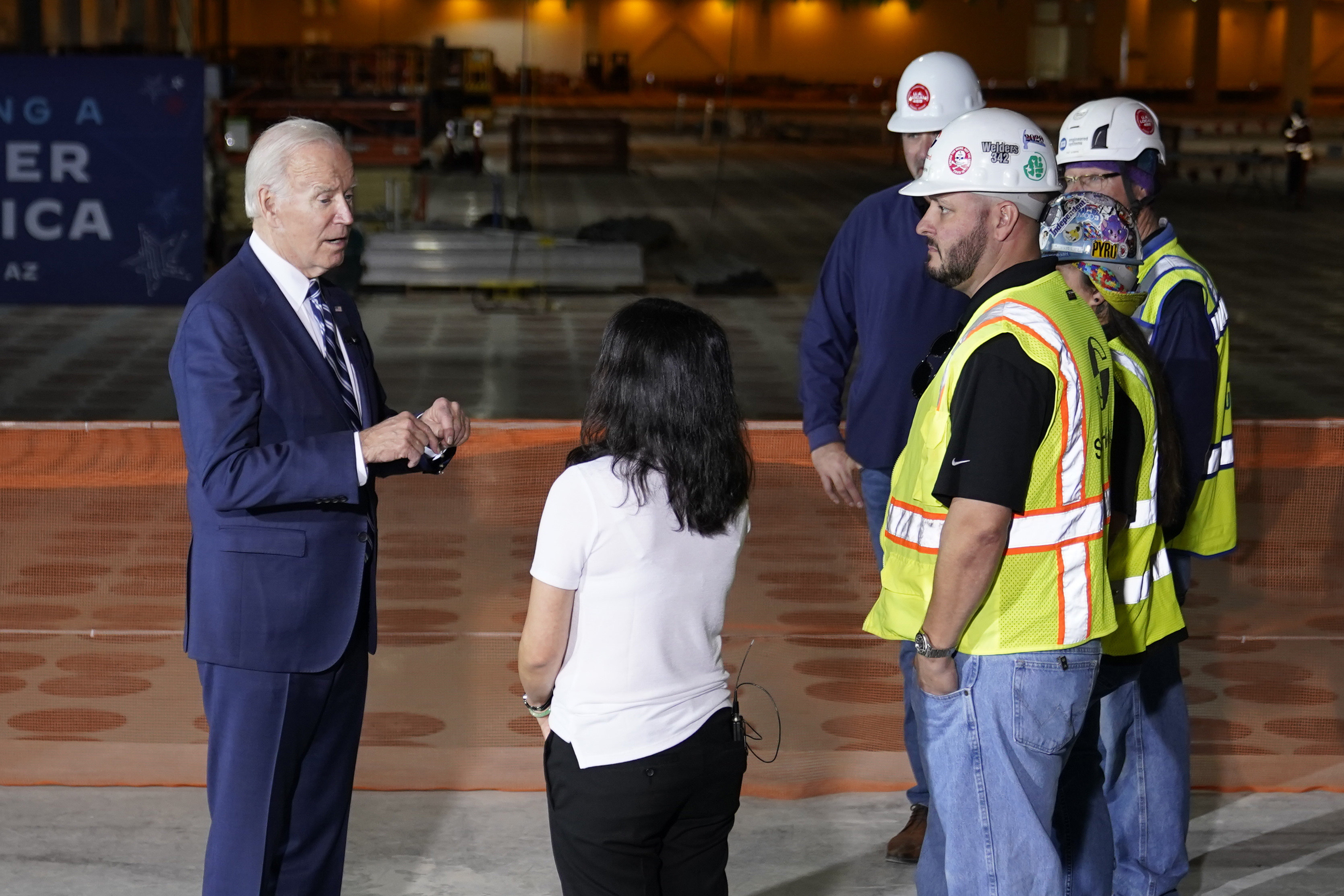 US President Joe Biden toured the building site for the TSMC computer chip plant in December in Phoenix. Photo: AP Photo
