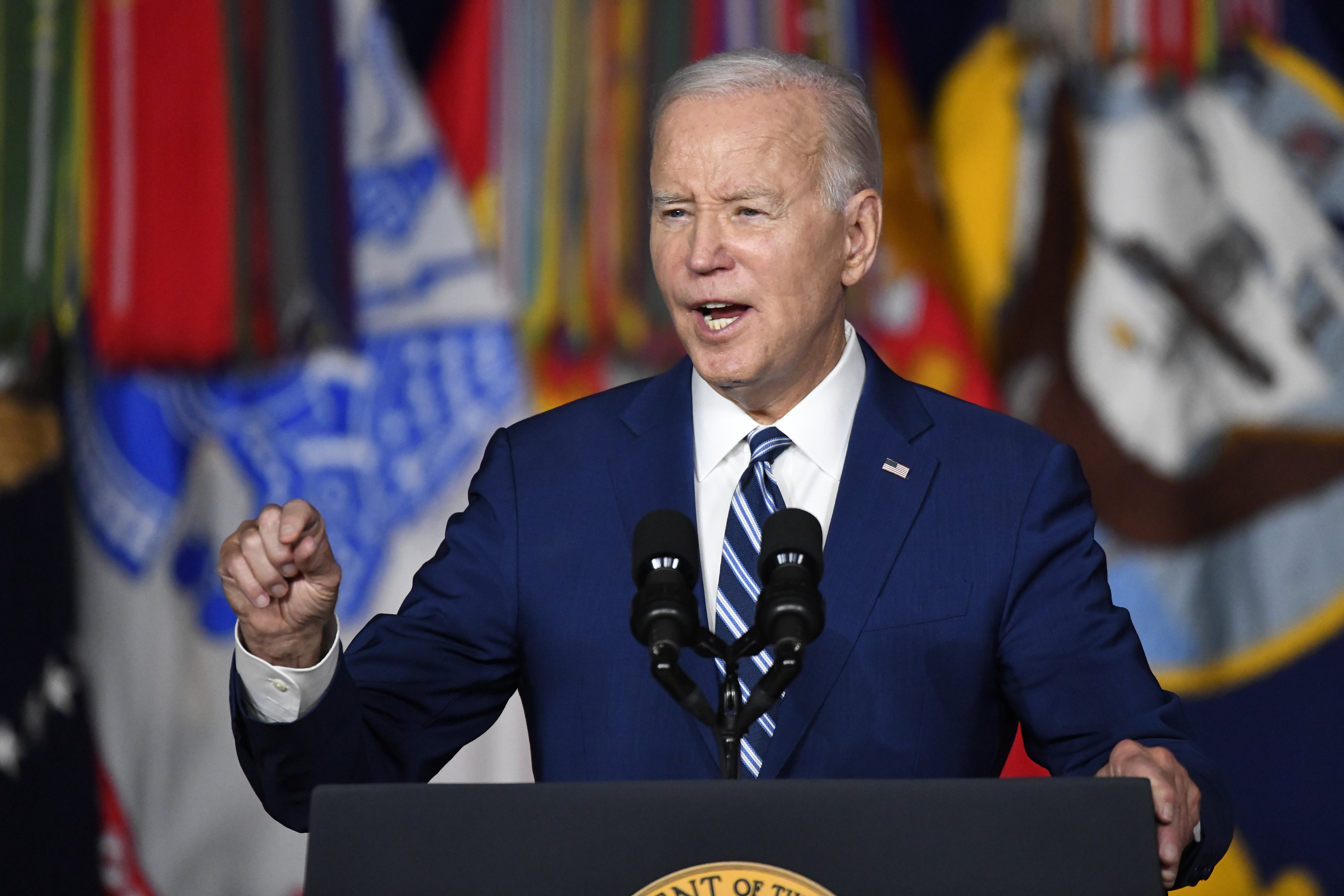 US President Joe Biden speaks at the George E. Wahlen Department of Veterans Affairs Medical Centre in Salt Lake City on Thursday. Photo: AP