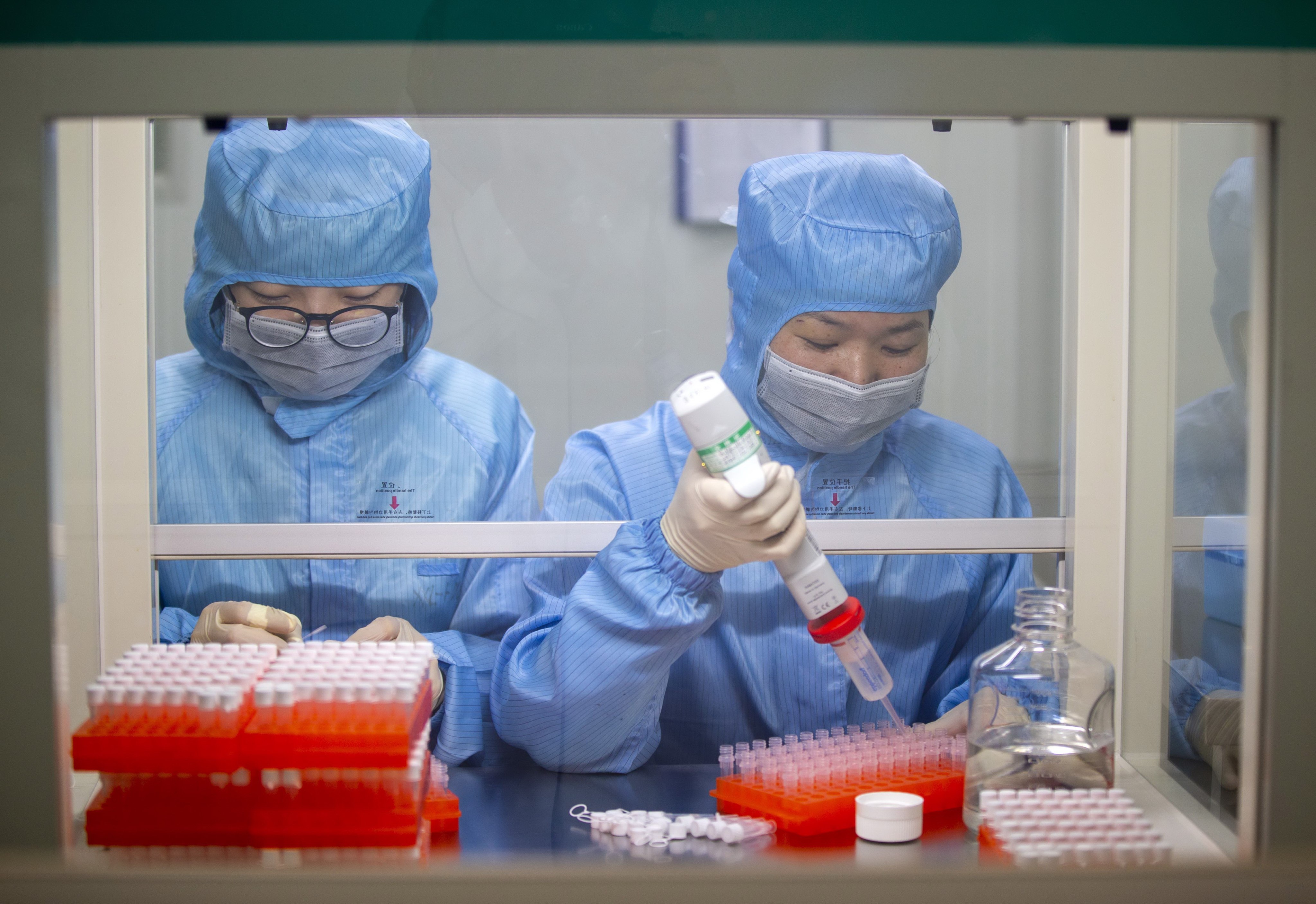 Workers run tests at a biotechnology company in China, where foreign investors are being urged to chase biotech opportunities. Photo: EPA-EFE 