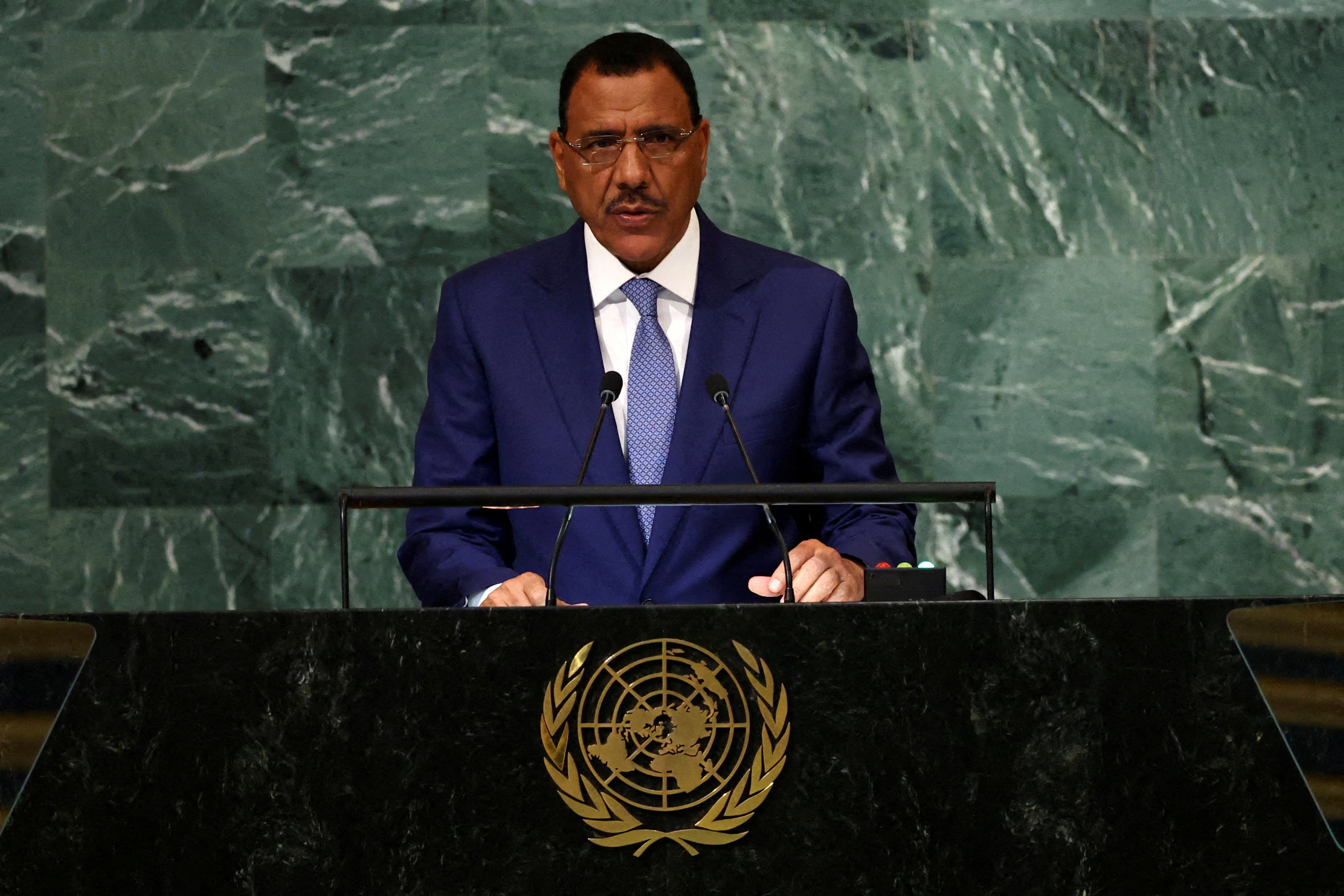 Niger’s deposed President Mohamed Bazoum at the UN headquarters in New York in September. Photo: Reuters 