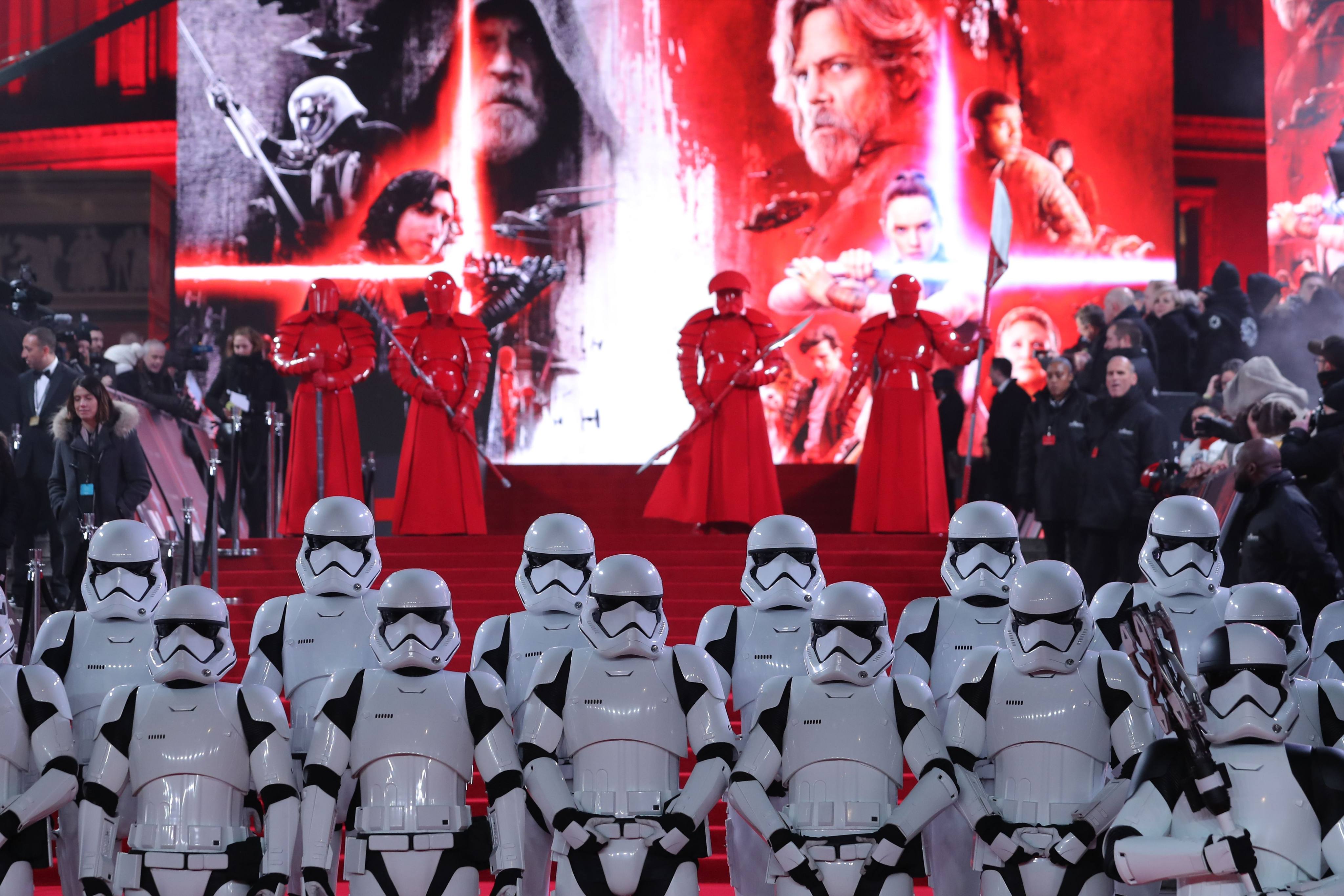 Stormtroopers and other guards pose on the red carpet for a premiere of ‘Star Wars: The Last Jedi’ in 2017. Star War films have been hugely successful, with Singapore’s Lucasfilm studio involved in production. File photo: AFP