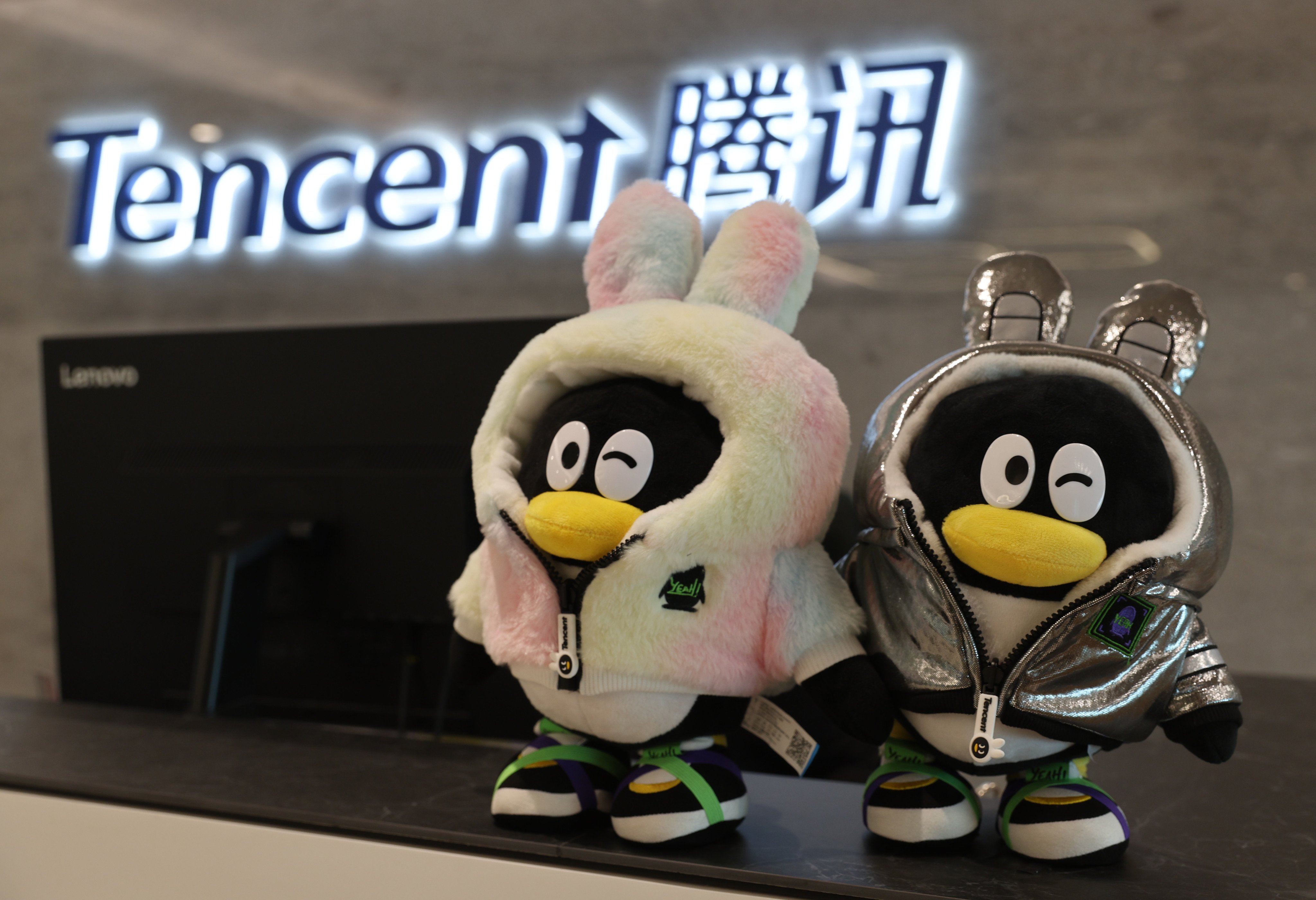 Mascots for Tencent are seen at the company’s office in Hong Kong, May 31, 2023. Photo: Yik Yeung-man