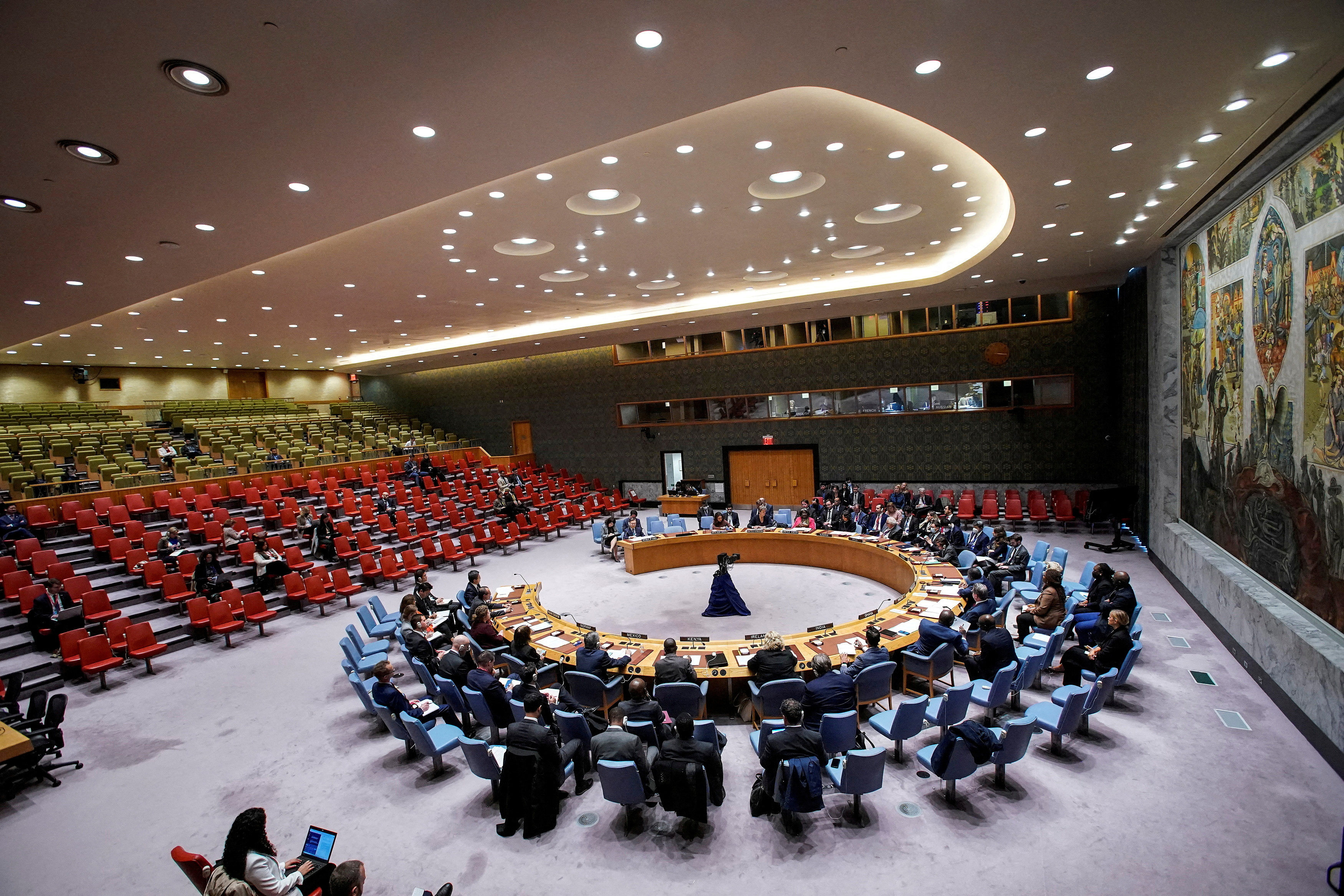 Members of the United Nations Security Council hold a meeting on North Korea in October last year, after a ballistic missile was fired over Japan for the first time in five years. Photo: Reuters