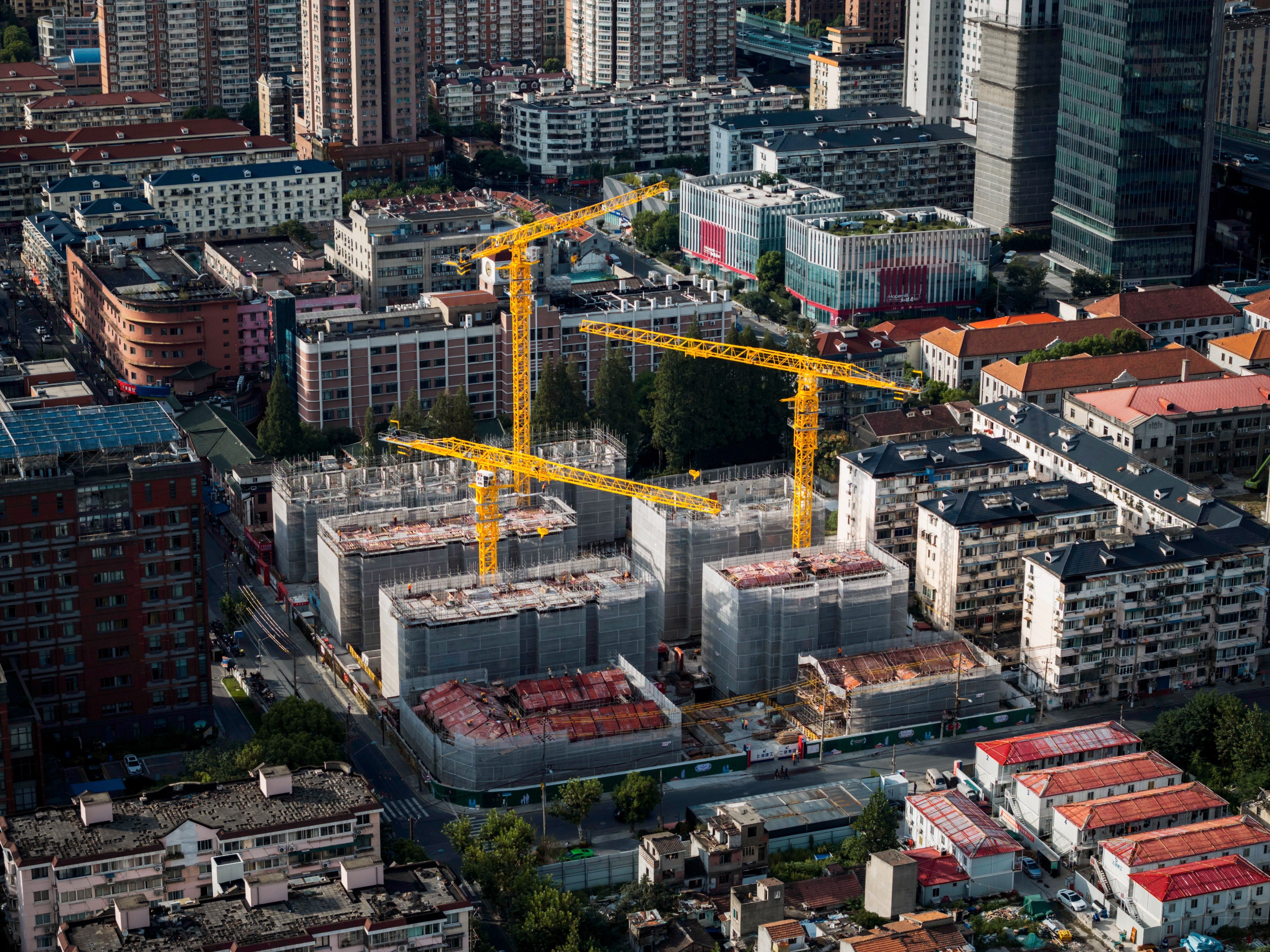 A construction site in Shanghai on August 15. China’s House Price Index fell by 0.1 per cent year on year in July, marking the fifth month of declines, while new home prices dropped by 0.2 per cent on a monthly basis. Photo: EPA-EFE