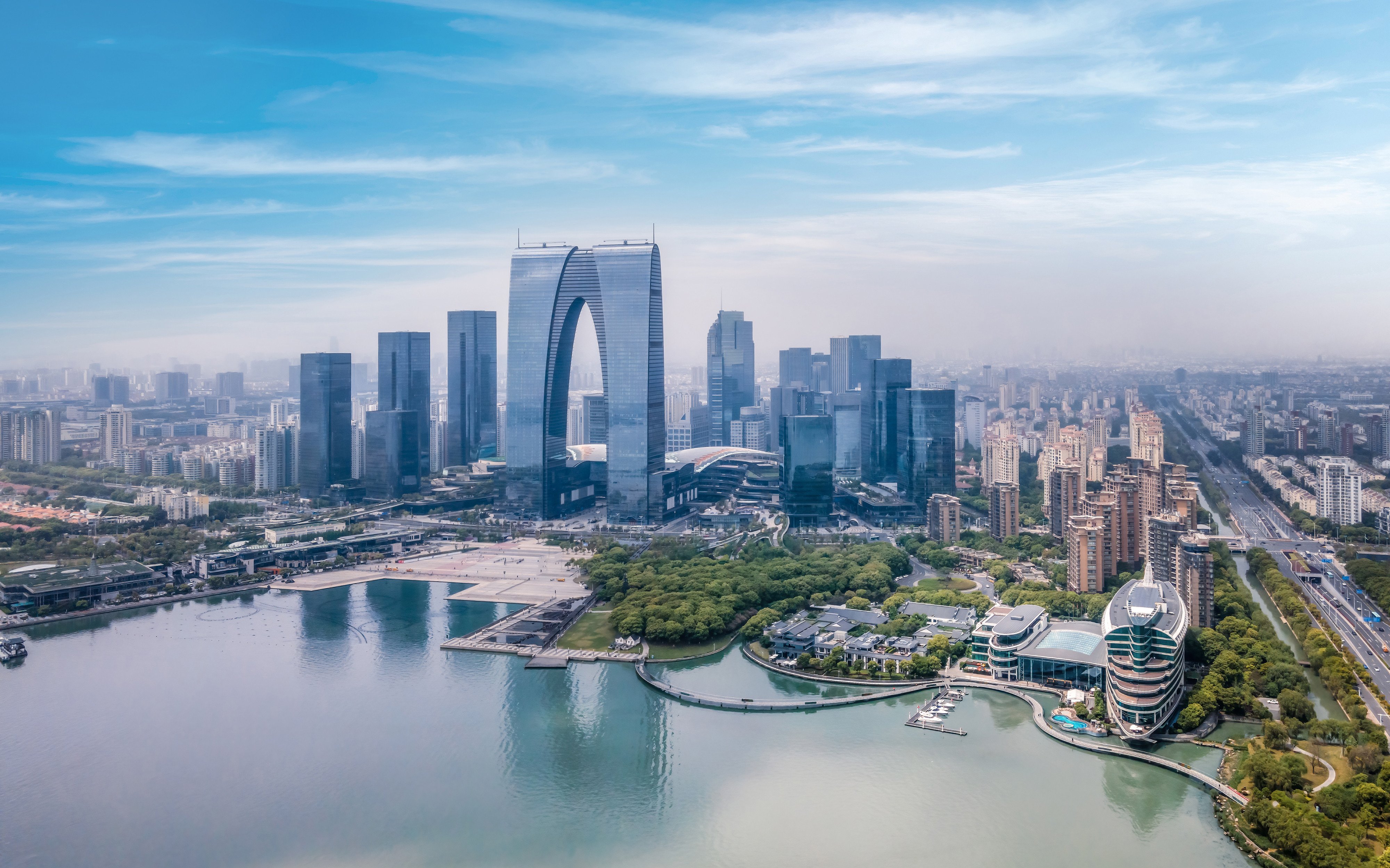 A bird’s-eye view of the central business district of Suzhou, the most populous city in eastern Jiangsu province, which serves as a major hi-tech manufacturing hub. Photo: Shutterstock
