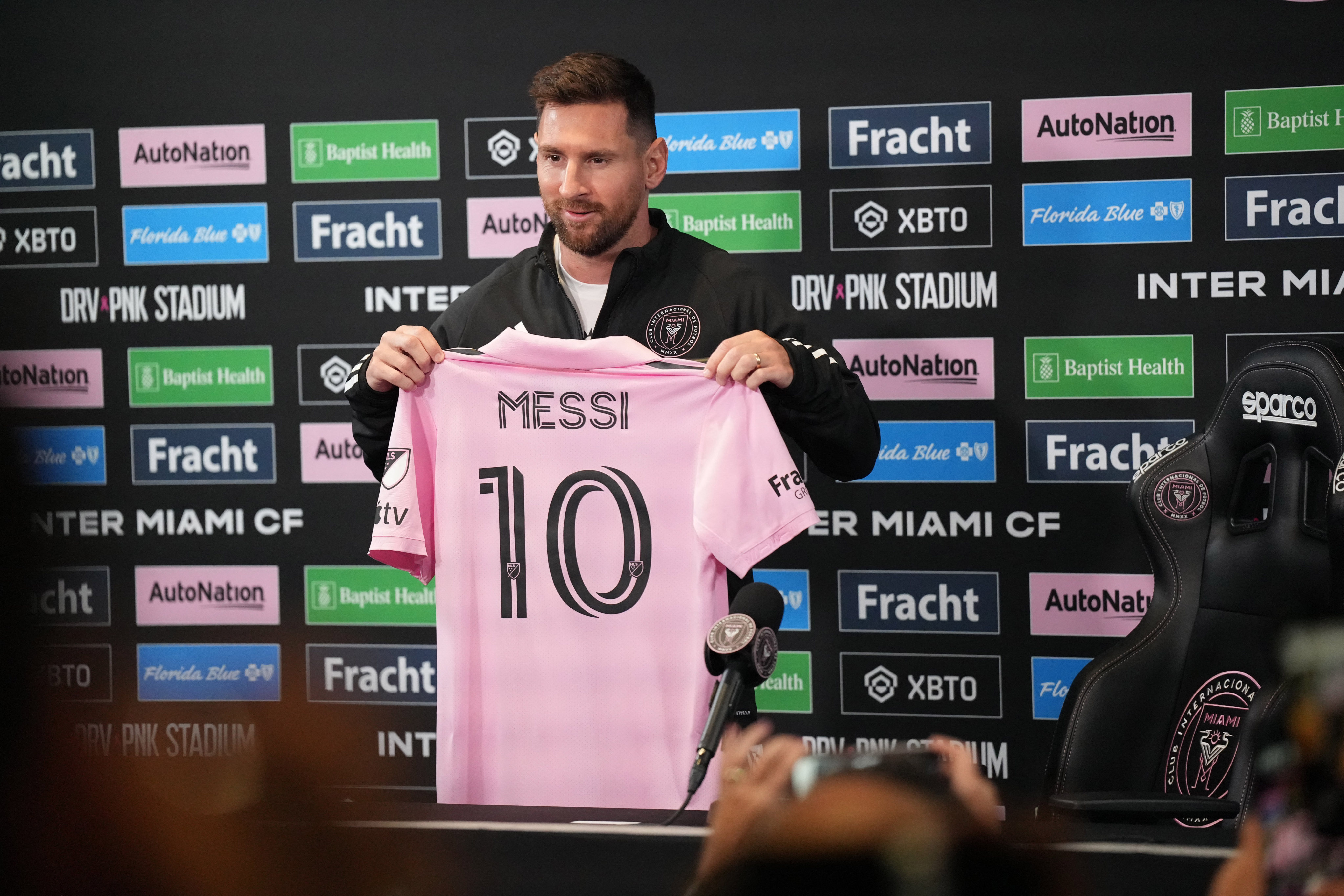 Lionel Messi gave his first press conference with Inter Miami ahead of their Leagues Cup final clash against Nashville. Photo: USA TODAY Sports