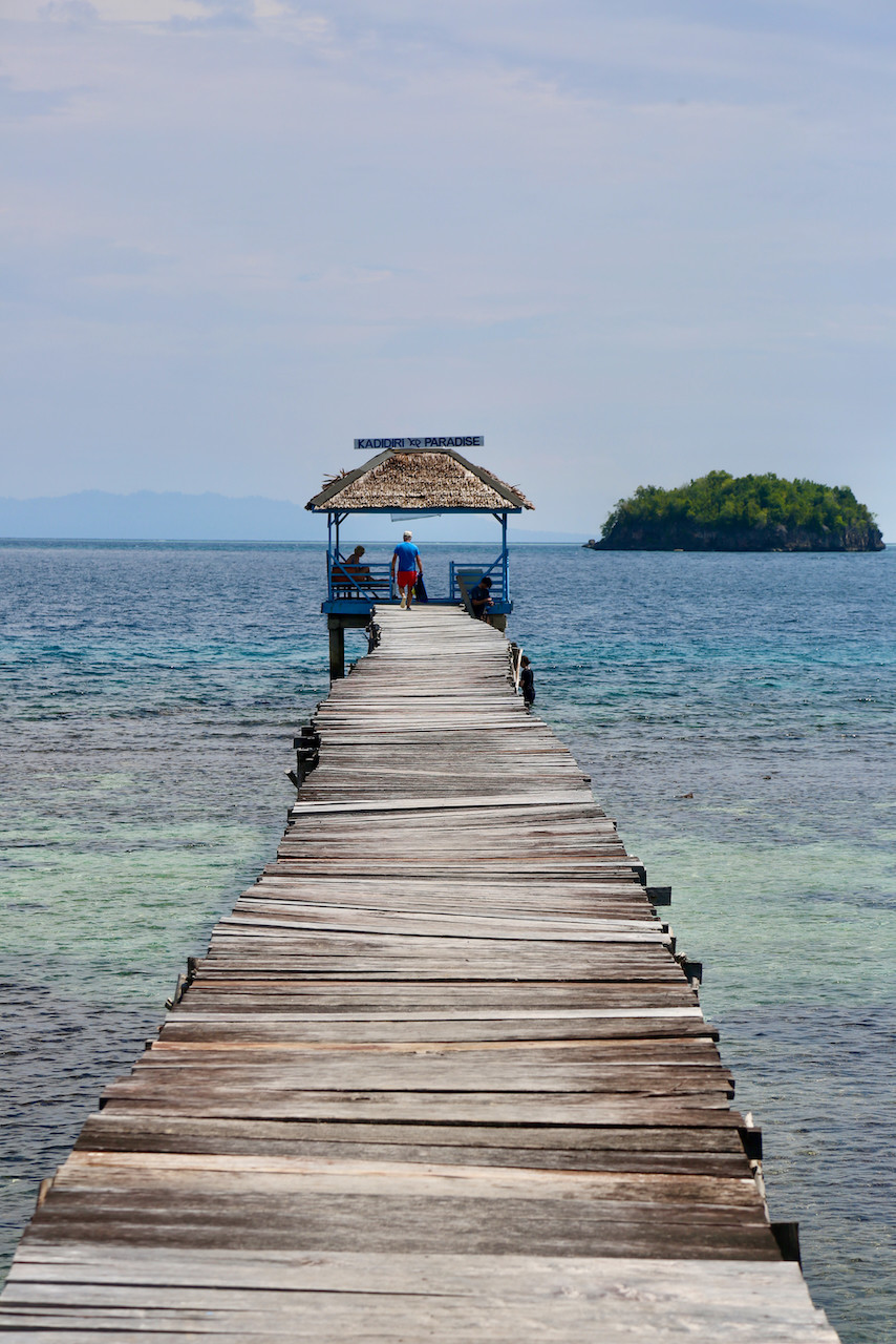 A jetty protrudes out to sea in the Togian Islands, Central Sulawesi, Indonesia. A magnet for divers, they were a big disappointment for our correspondent. When he and others, feeling trapped, cut short their stay, their boat to the mainland was hours late. Photo: Dave Smith