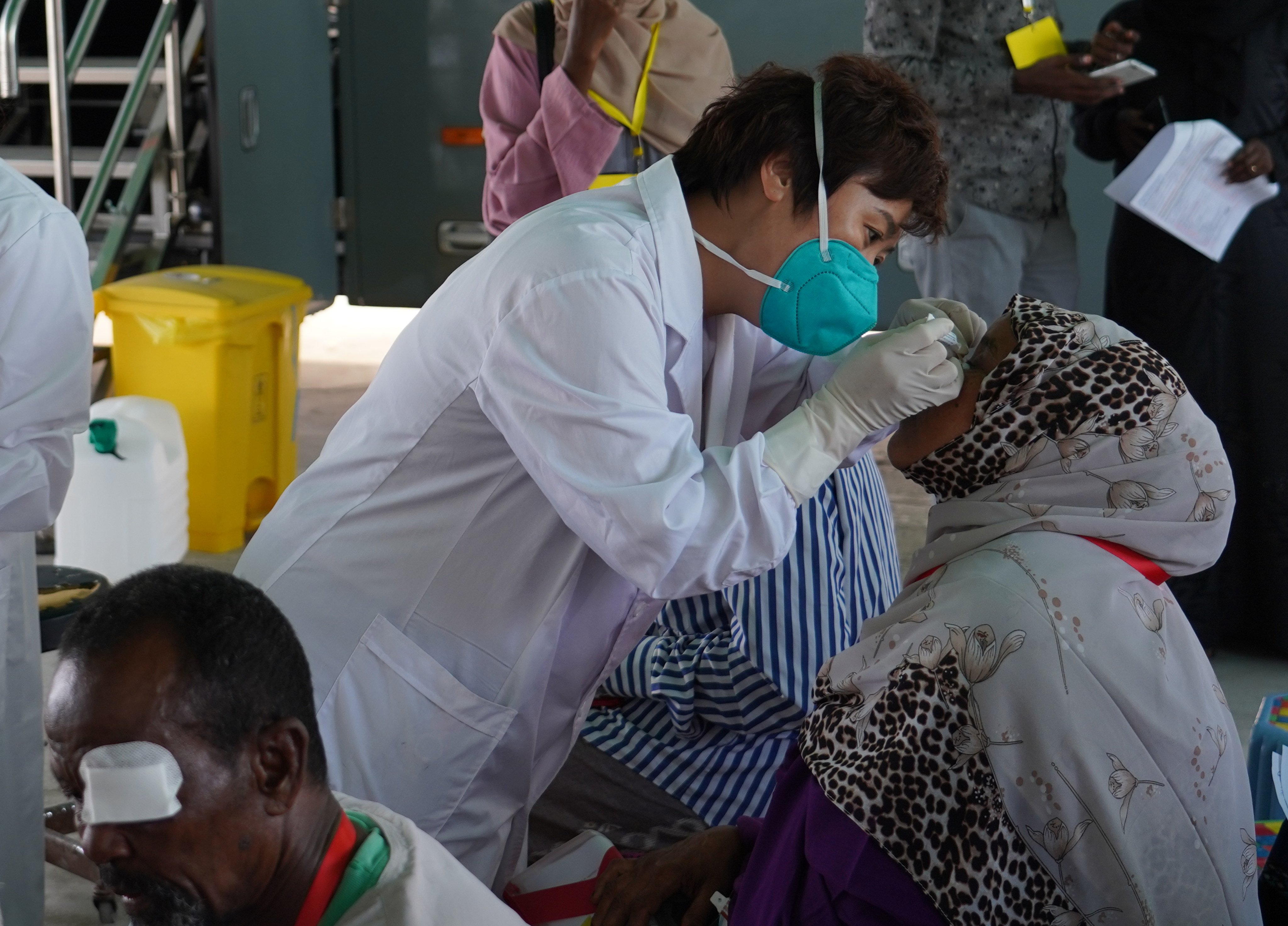 A doctor working with GX Foundation performs a cataract operation at a mobile surgery centre parked in Djibouti City in March. Photo: Handout