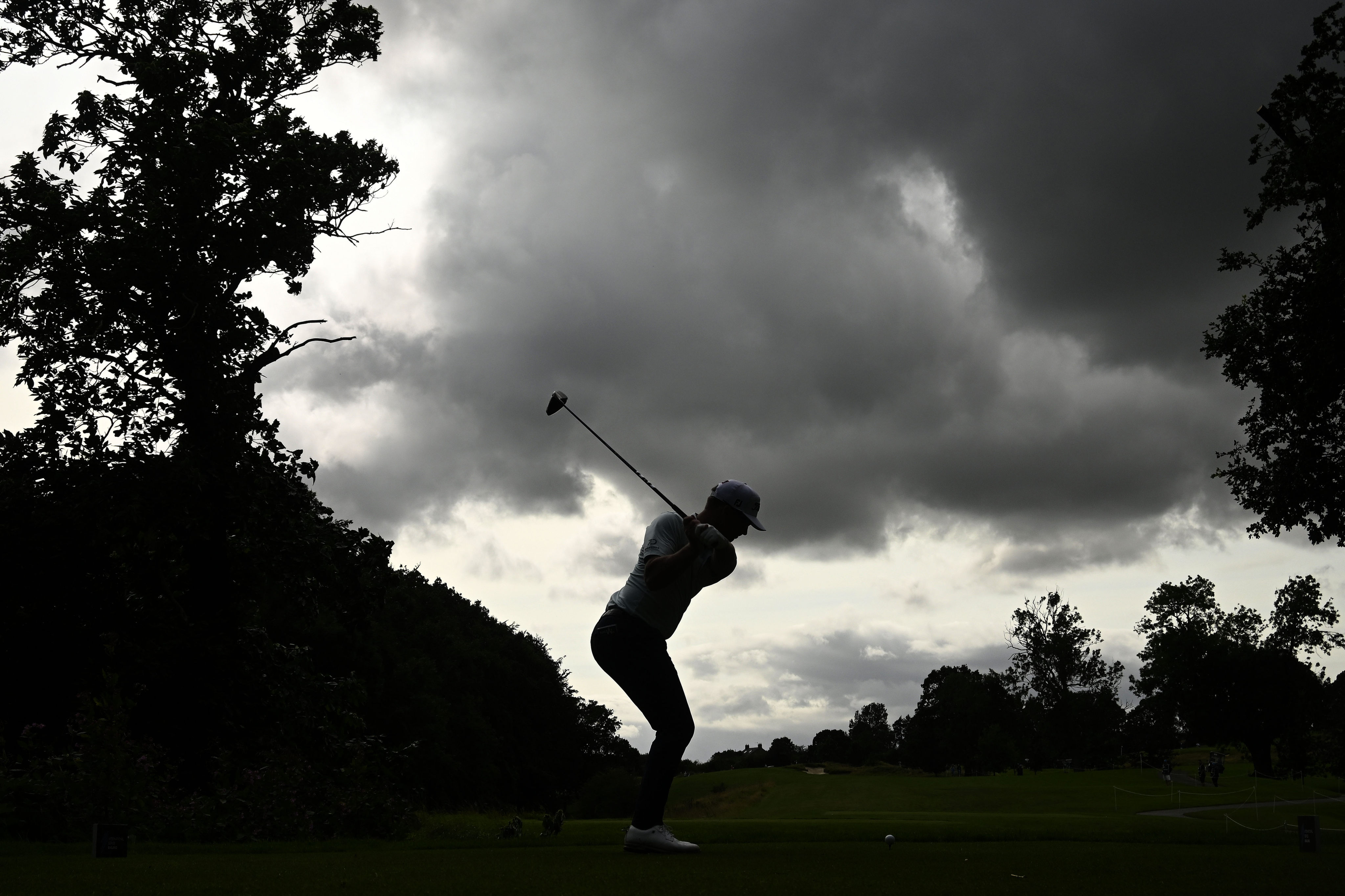 Andy Ogletree prepares to hit a tee shot during the third round of the International Series England event just outside Newcastle. Photo: Asian Tour.