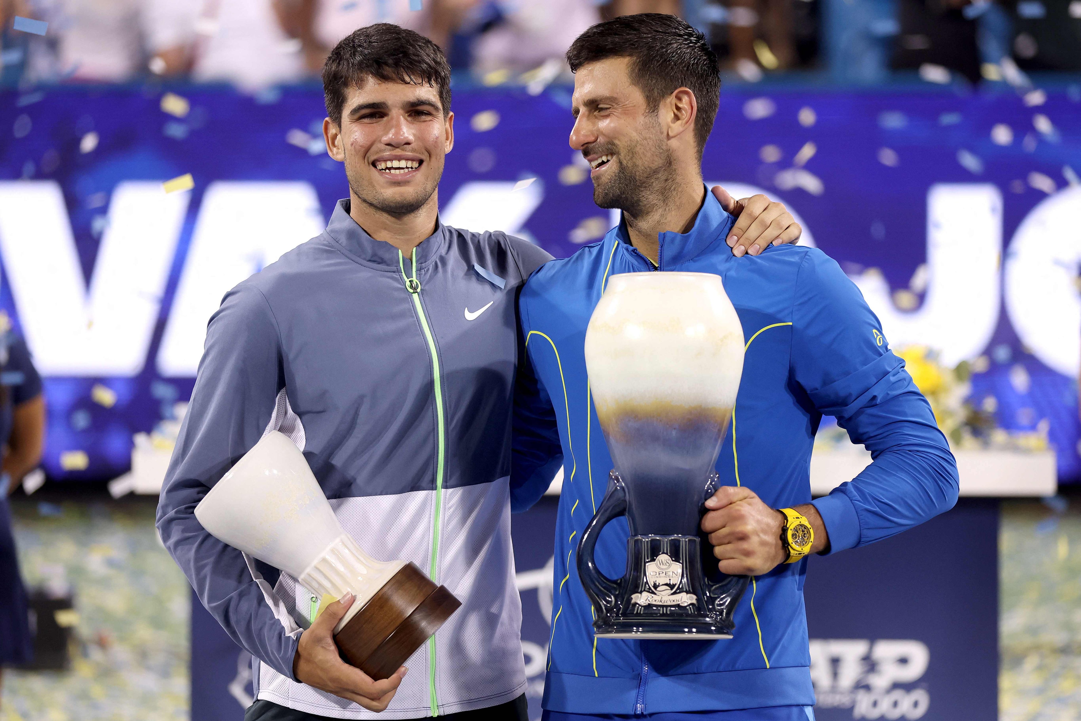 Novak Djokovic was visited by the doctor for heatstroke during his epic win over Carlos Alcaraz. Photo: AFP