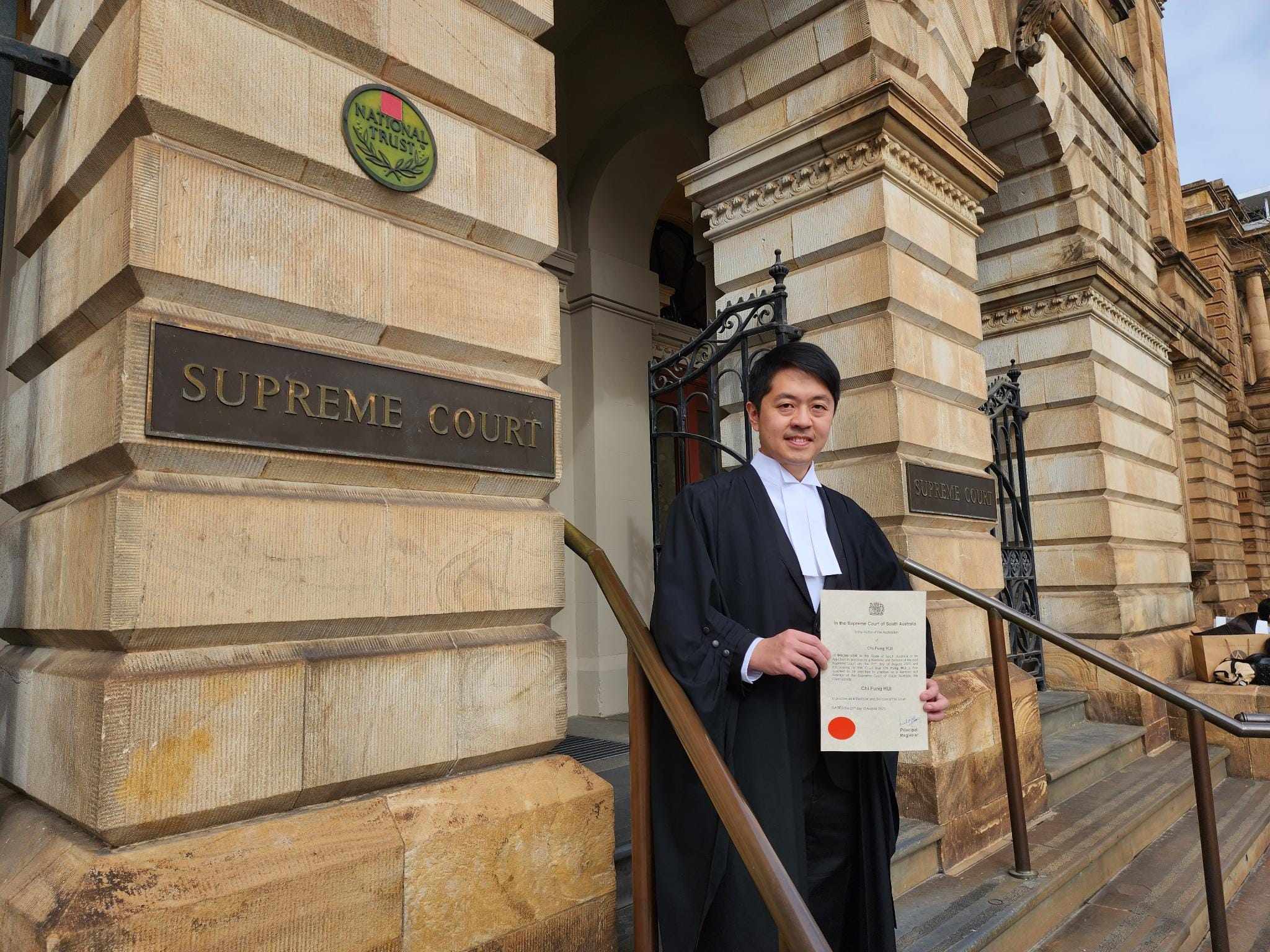Ted Hui has been admitted as a lawyer by the Supreme Court of South Australia. Photo: Facebook/Ted Hui