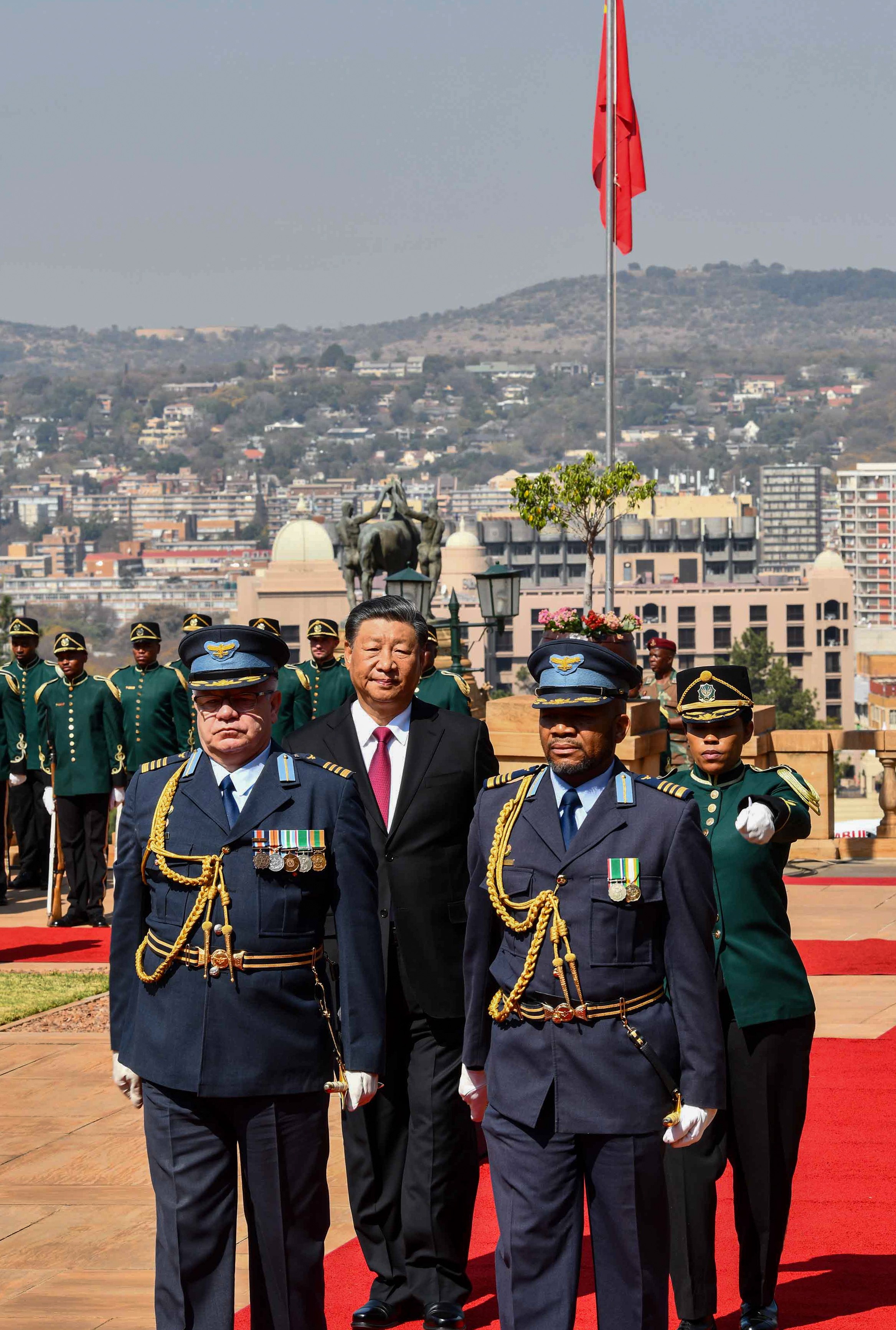 Chinese President Xi Jinping arrives at the Union Buildings in Pretoria, South Africa, on Tuesday. Photo: China’s Government Information Service via EPA-EFE