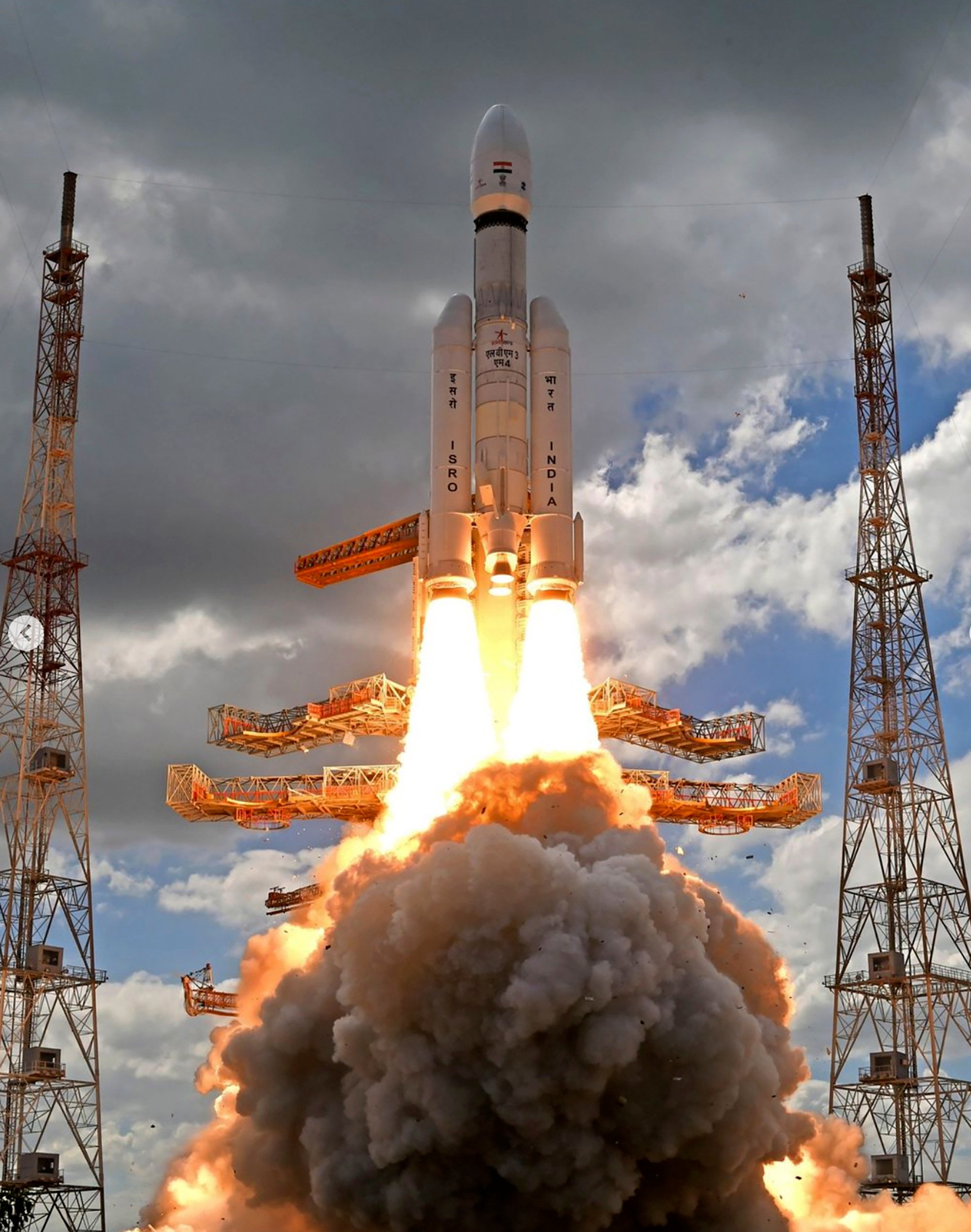 Chandrayaan-3 lifts off from Sriharikota, India. India’s previous Chandrayan mission successfully deployed an orbiter but its lander crashed. Photo: AP