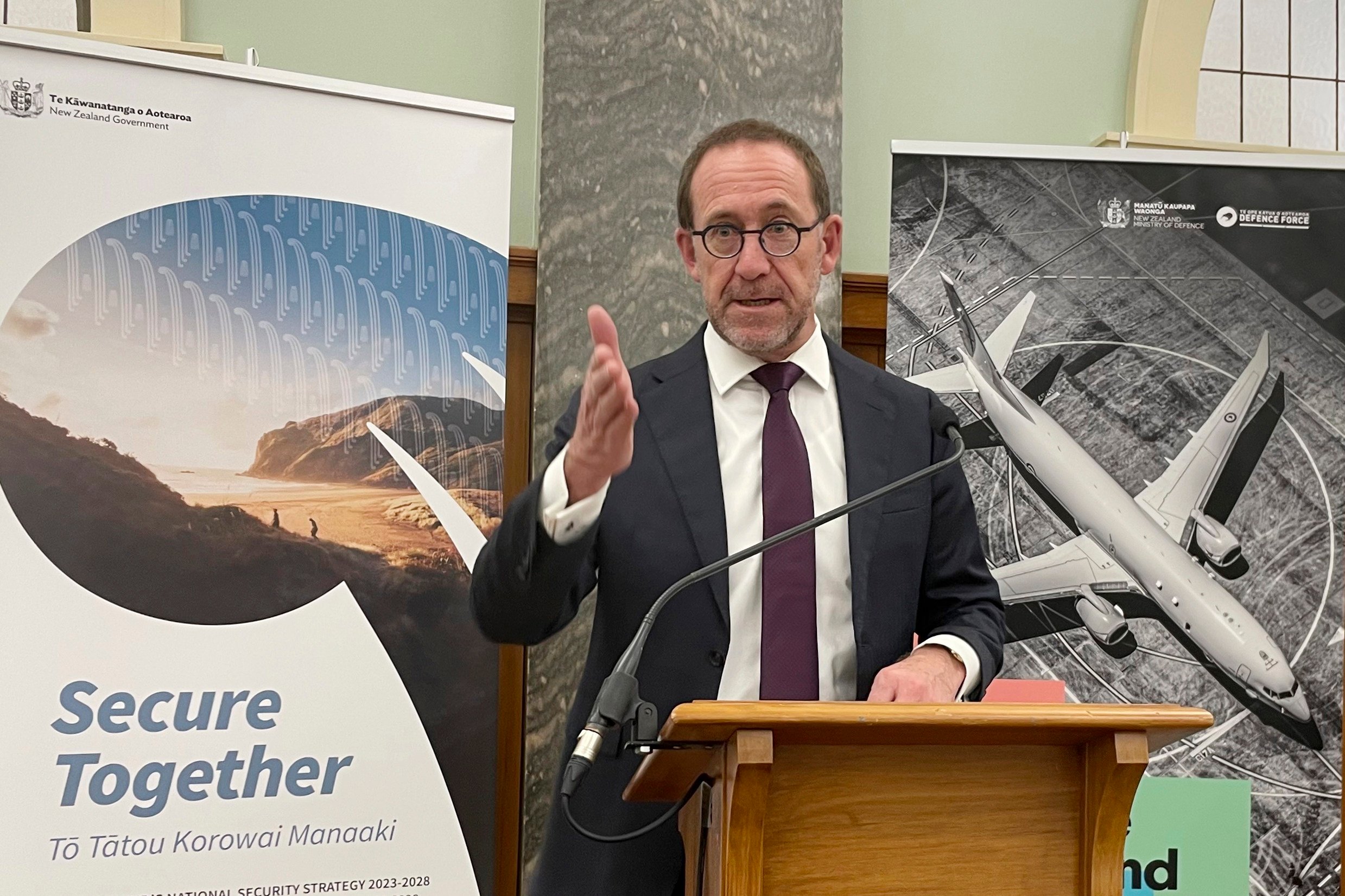 New Zealand Defense Minister Andrew Little unveils the country’s plans to boost its defense capabilities as tensions rise in the Pacific, due in part to a military buildup by China. Photo: AP