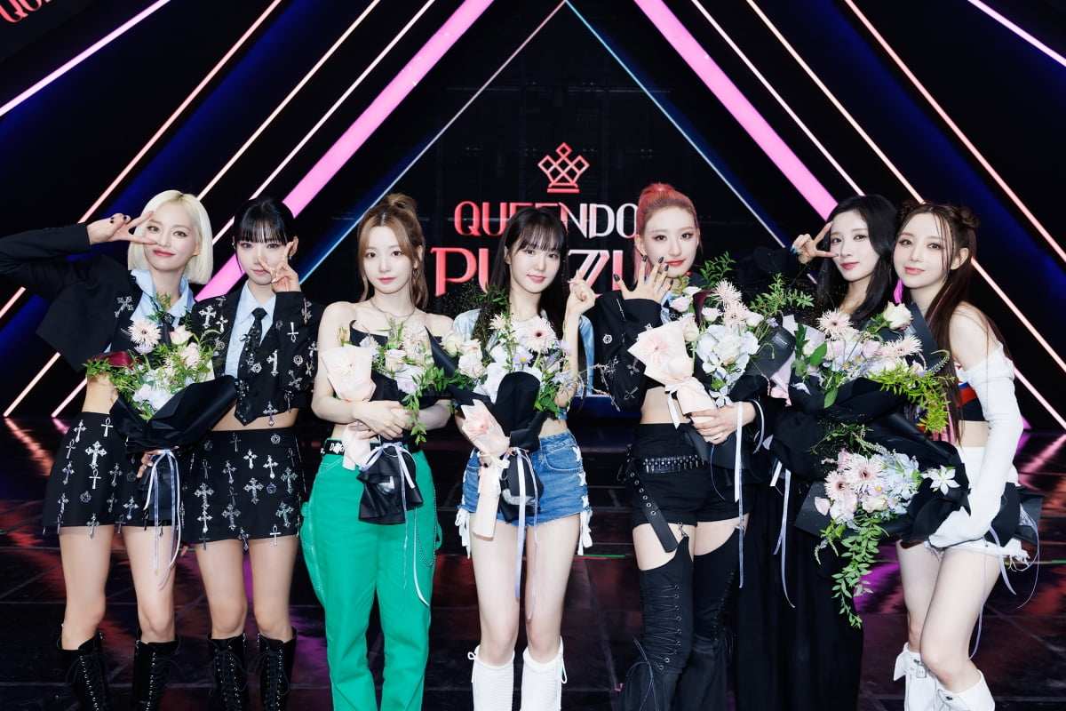 K-pop girl group EL7 U+P, from Korean musical survival show Queendom Puzzle, are looking forward to putting out three albums and going to the MAMA Awards ceremony. Photo: courtesy of Queendom Puzzle