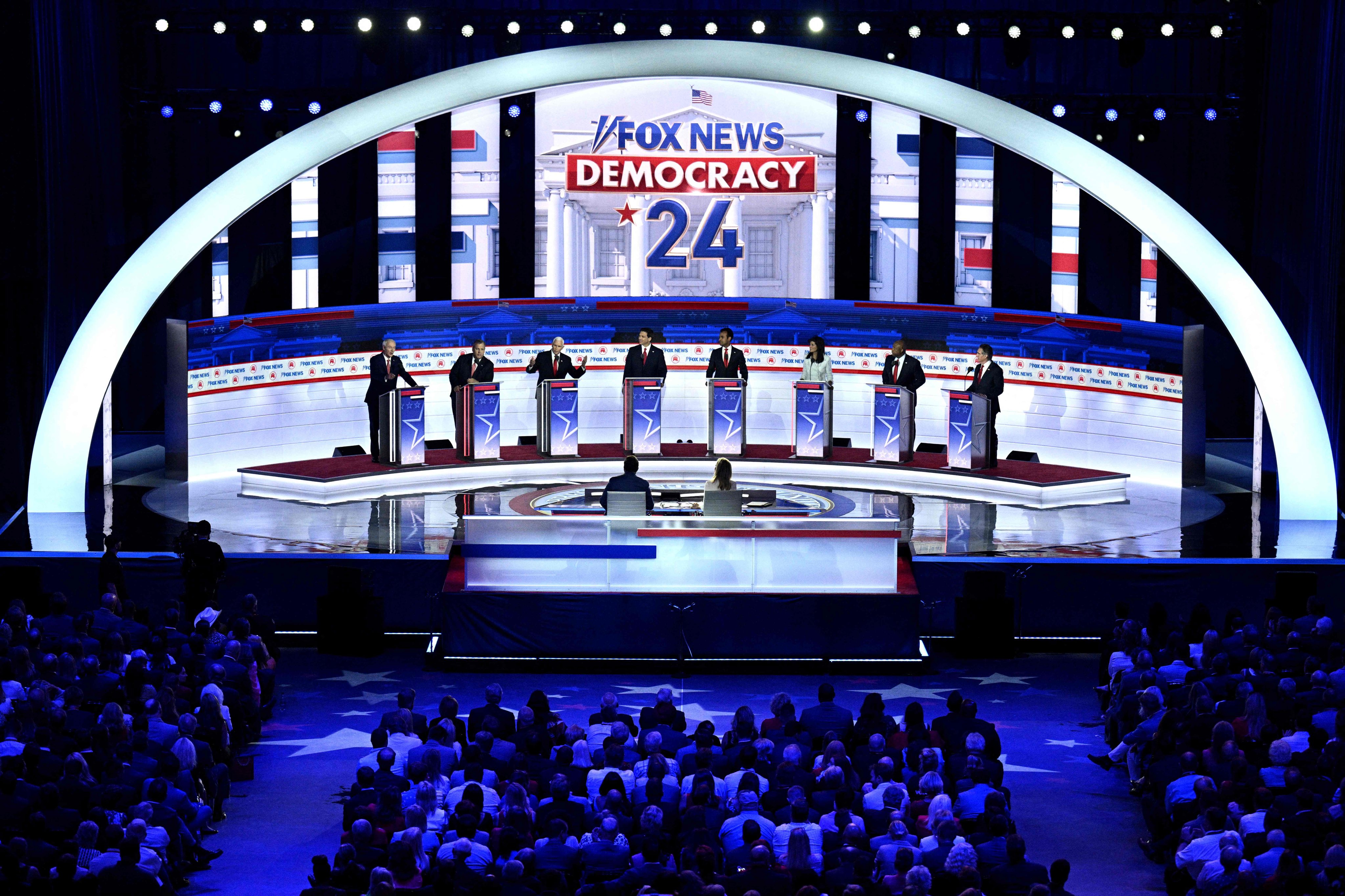 First Republican presidential debate, August 23, 2023. Photo: AFP