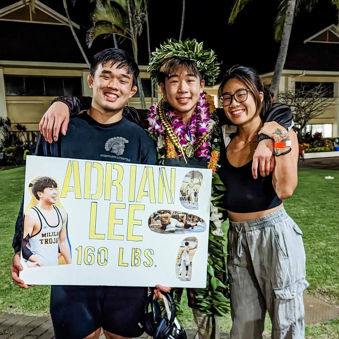 Adrian Lee (centre) looks set to follow his siblings Angela Lee (right) and Christian Lee into ONE Championship. Photo: Instagram/@adrianleemma