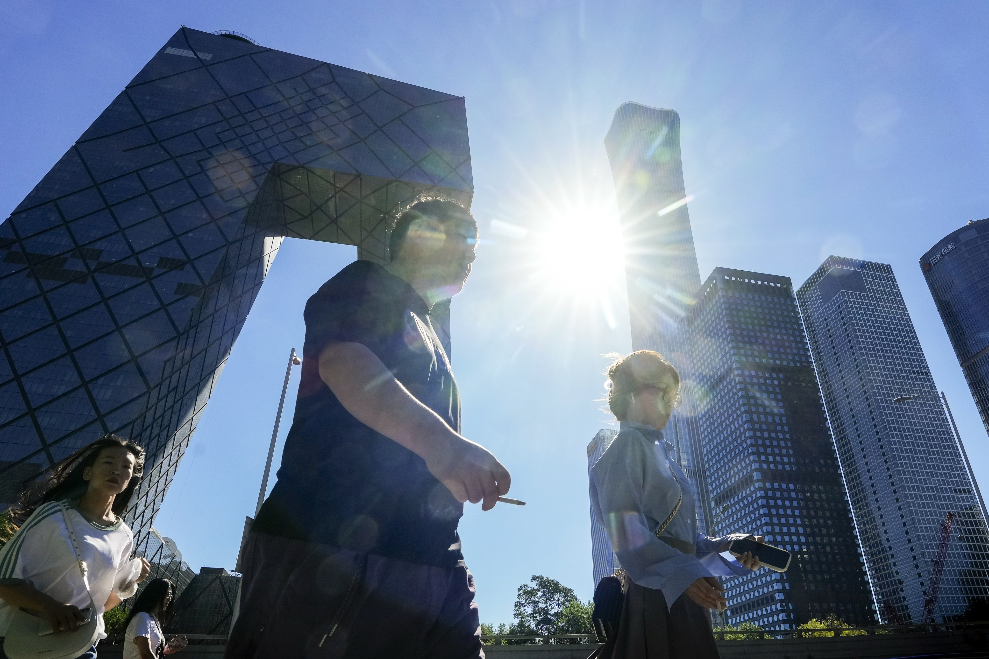 The central business district in Beijing. The resilience of a stock rally will be tested in the following two weeks, when key August economic data on exports, industrial production and housing prices becomes due. Photo: AP