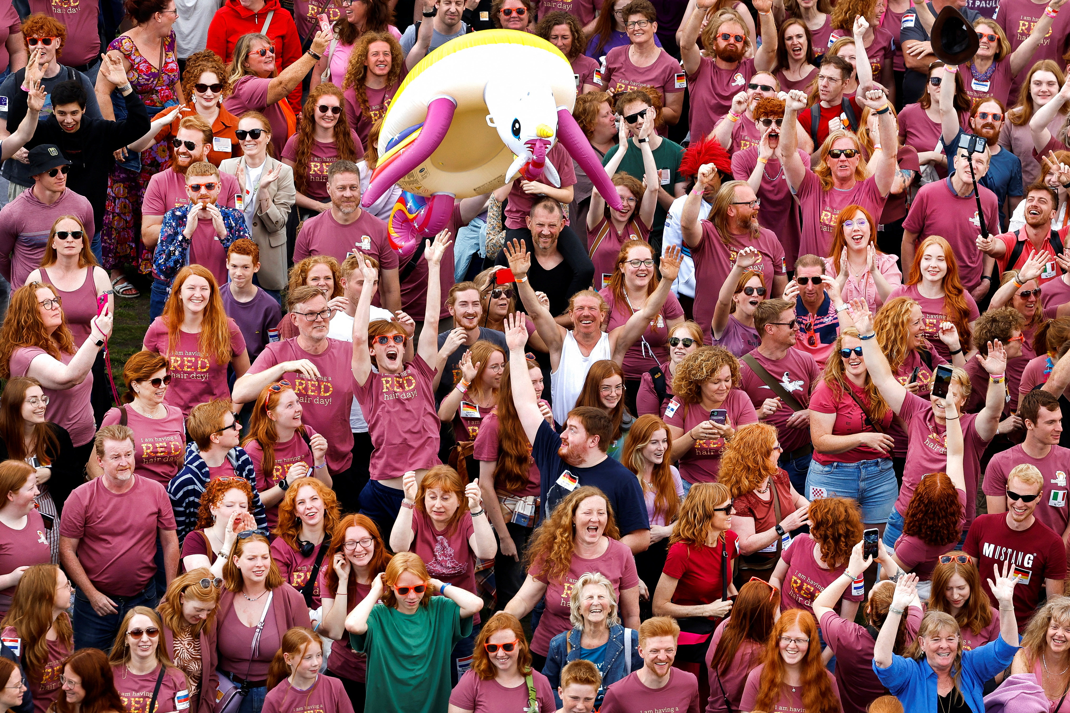 People attend the annual Redhead Days Festival in Tilburg, Netherlands on Sunday. Photo: Reuters 