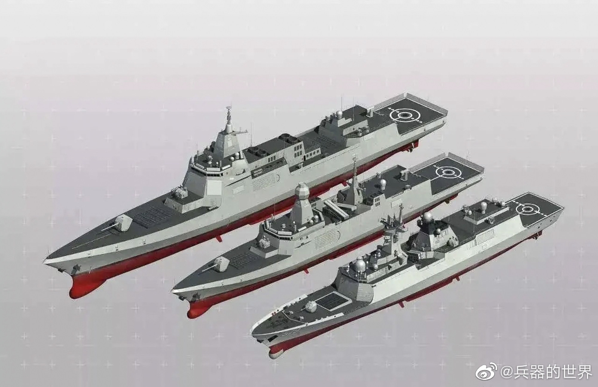 An image posted on China’s social media demonstrates the size of (from left) the Type 054B, 054A and the original 054. Photo: Weibo