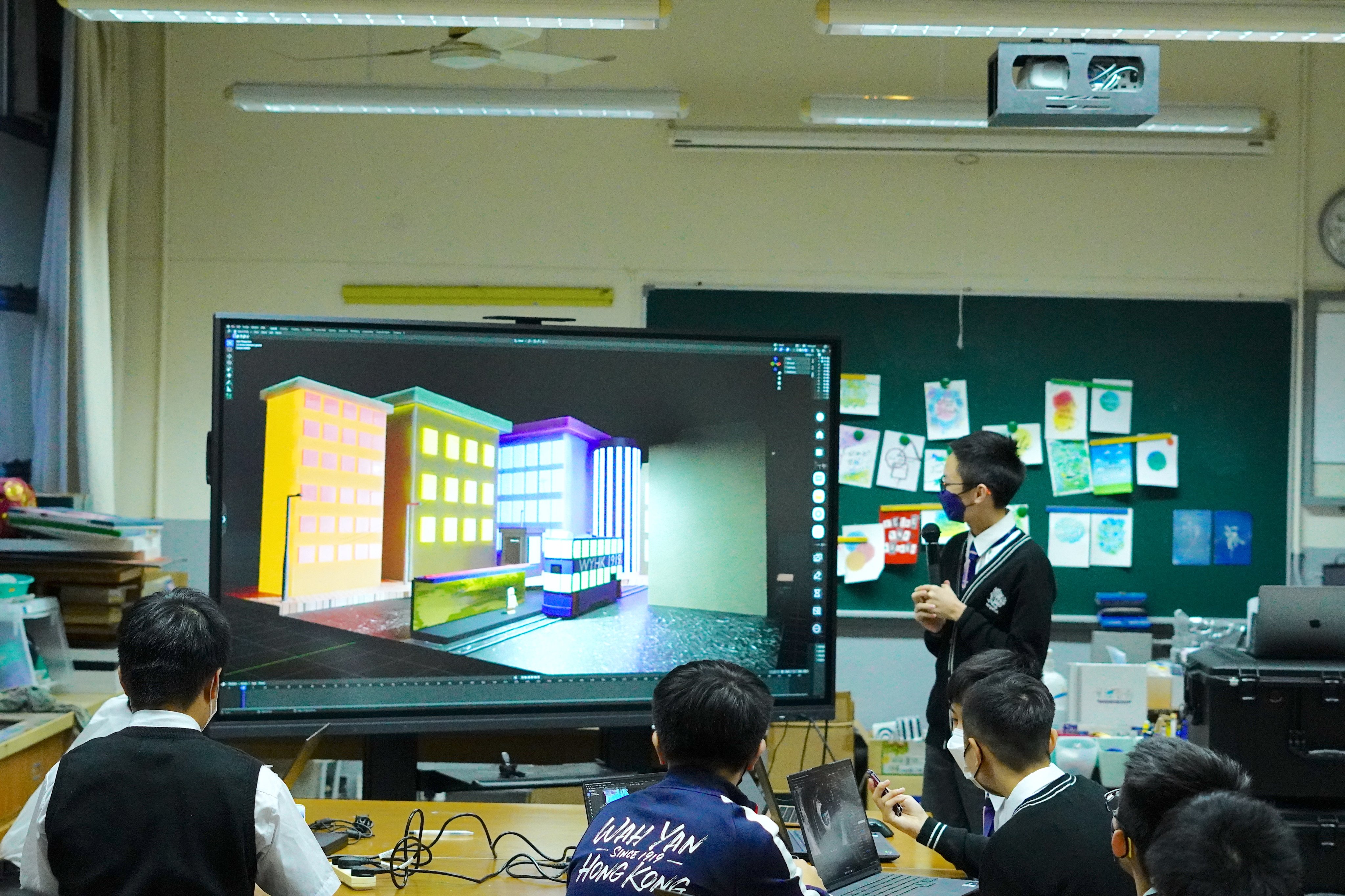 Wah Yan College students present their 3D models. Photo: Tramplus