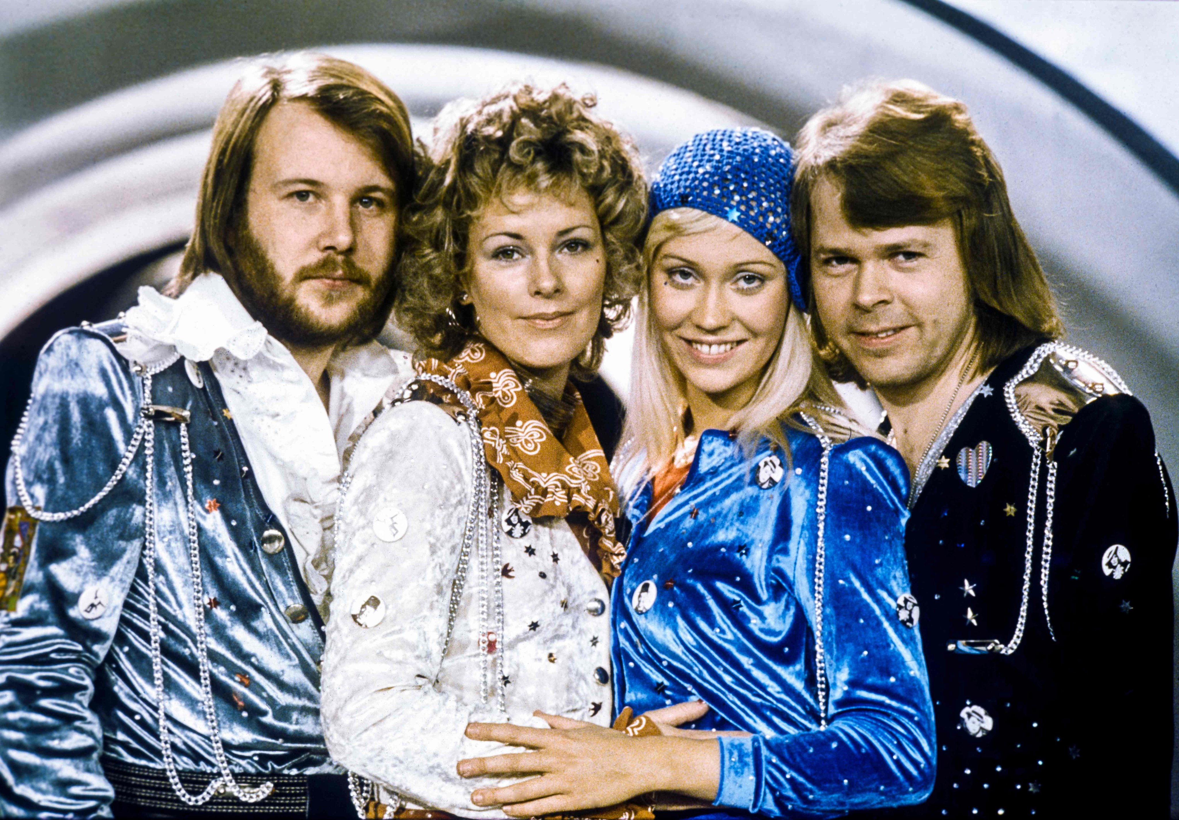 Swedish pop group Abba, left to right, Benny Andersson, Anni-Frid Lyngstad, Agnetha Faltskog and Bjorn Ulvaeus after winning the Eurovision Song Contest in 1974. Photo: AFP